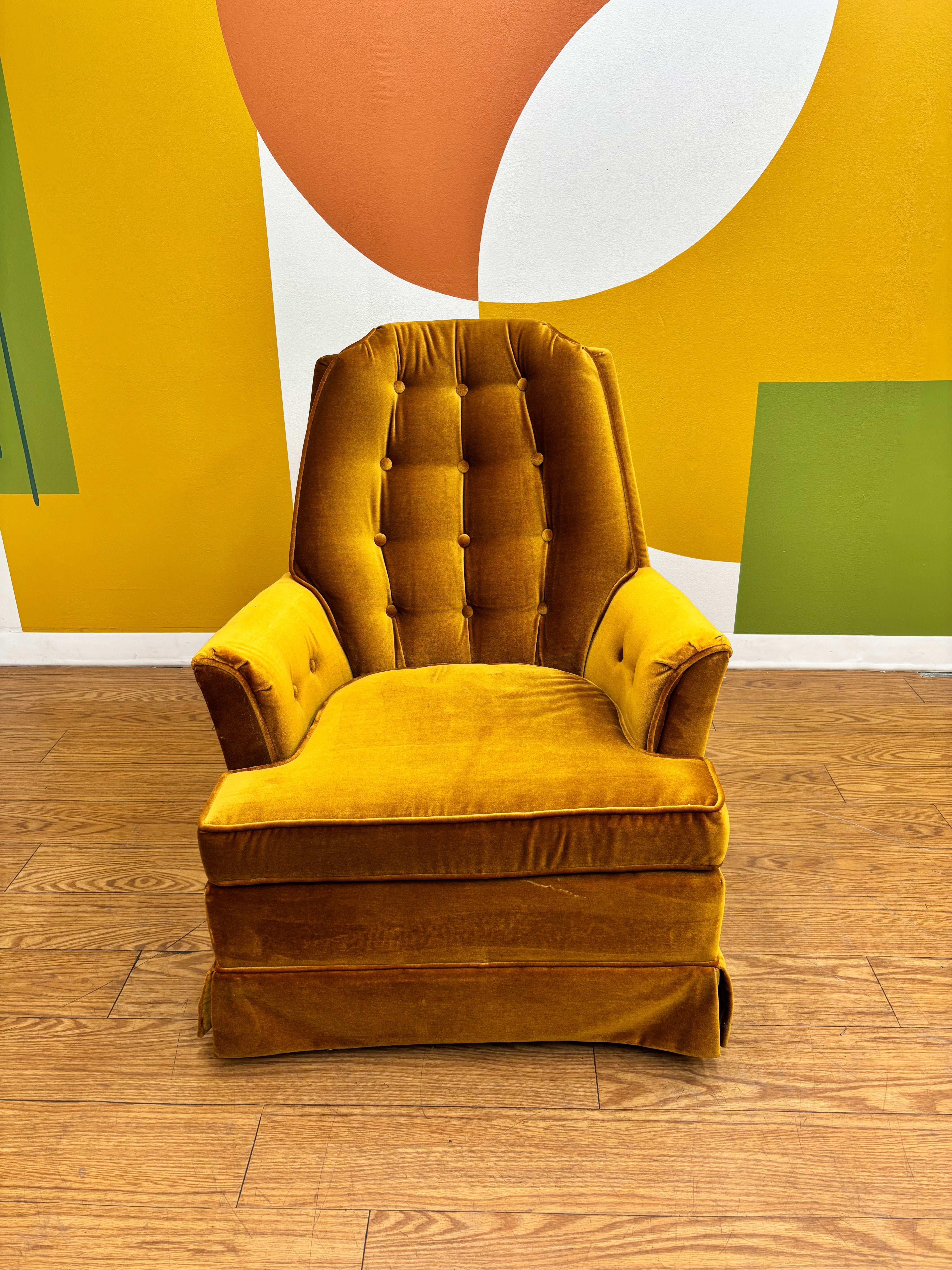 Yellow Velvet Swivel Chair