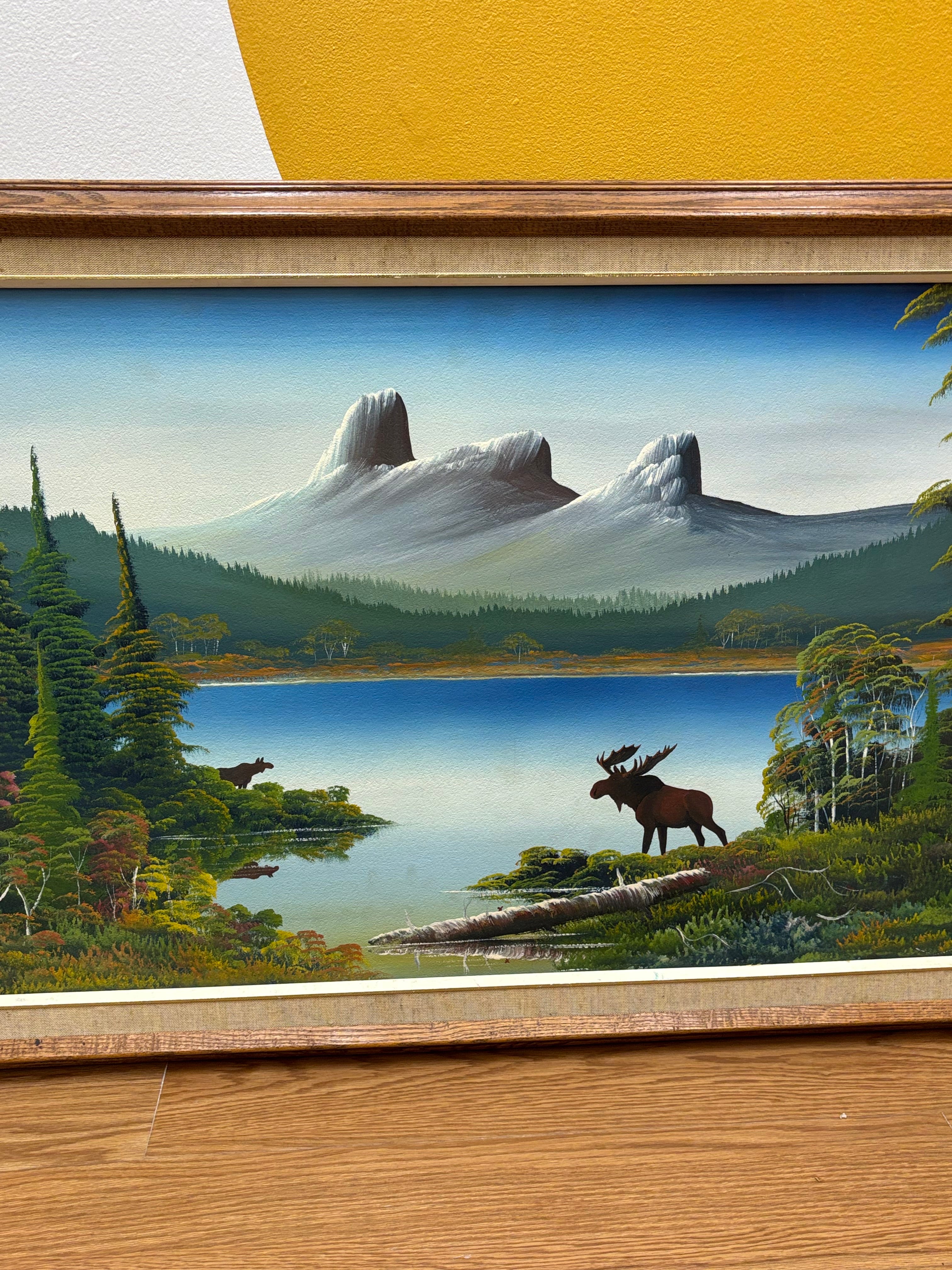 Landscape Painting with Moose