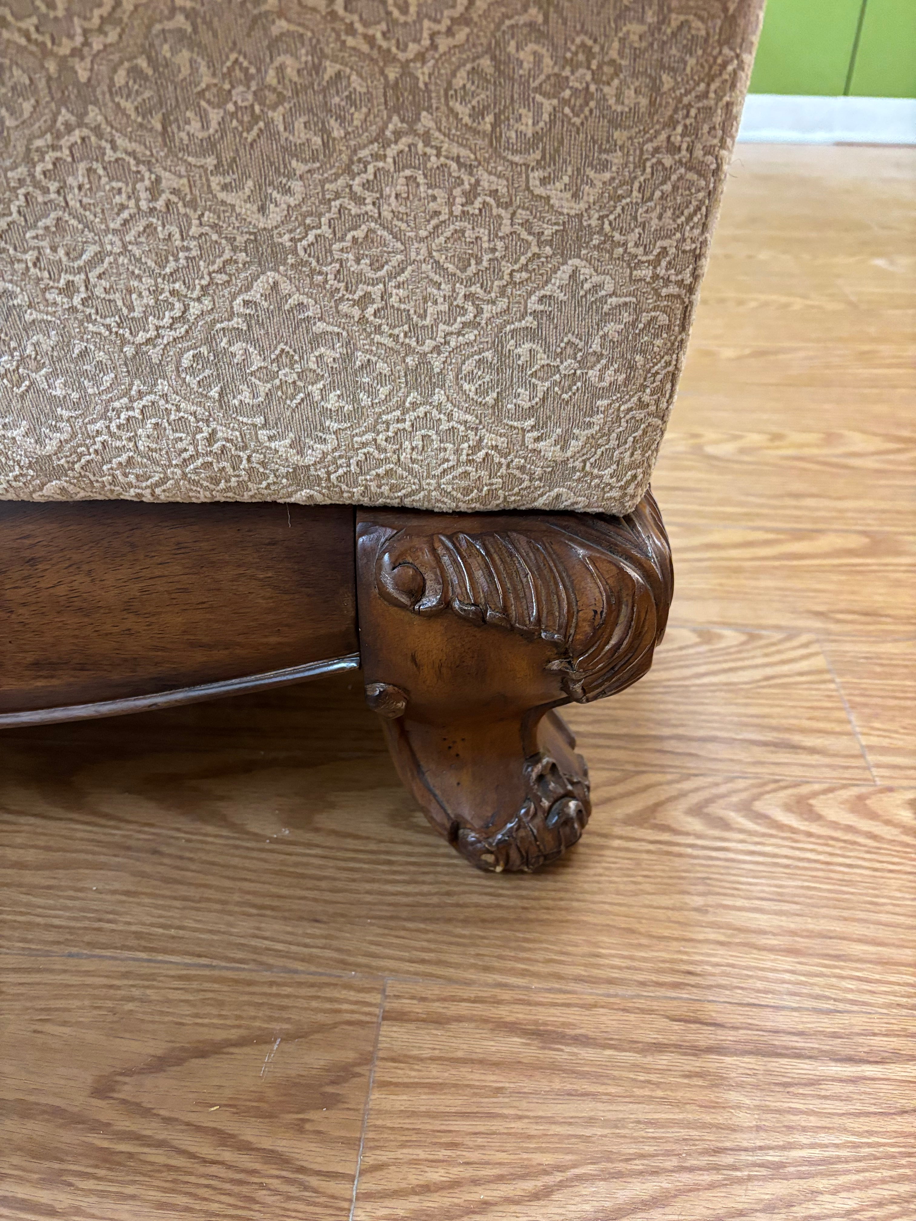 Fabric & Wood Carved Sofa