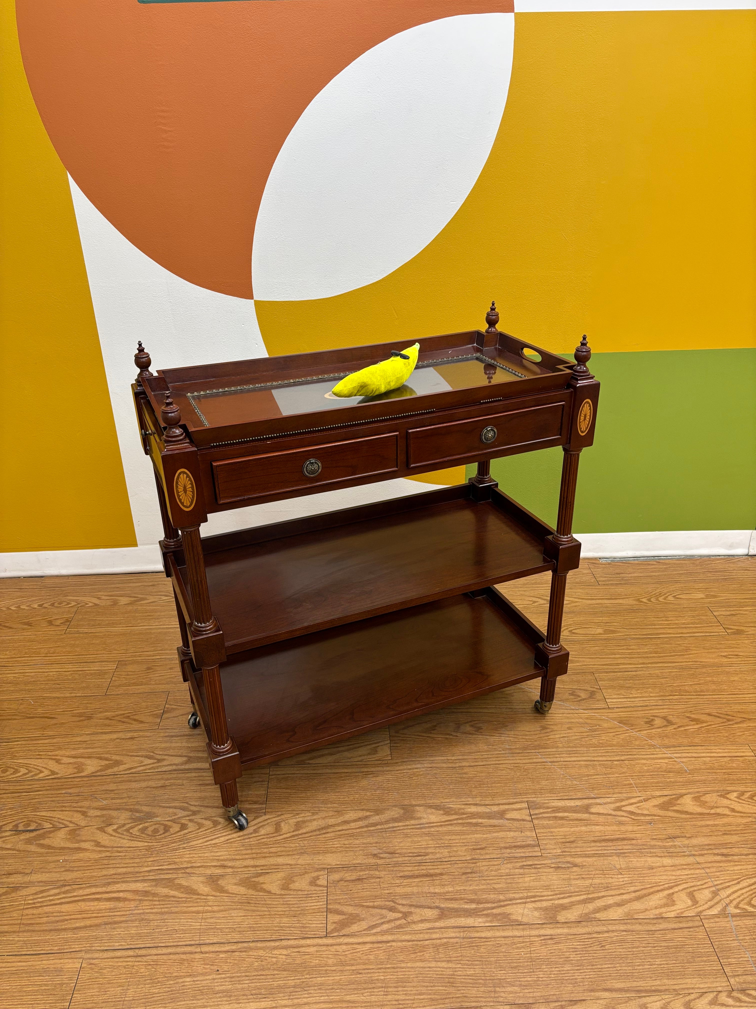 Mahogany Post Rolling Serving Cart