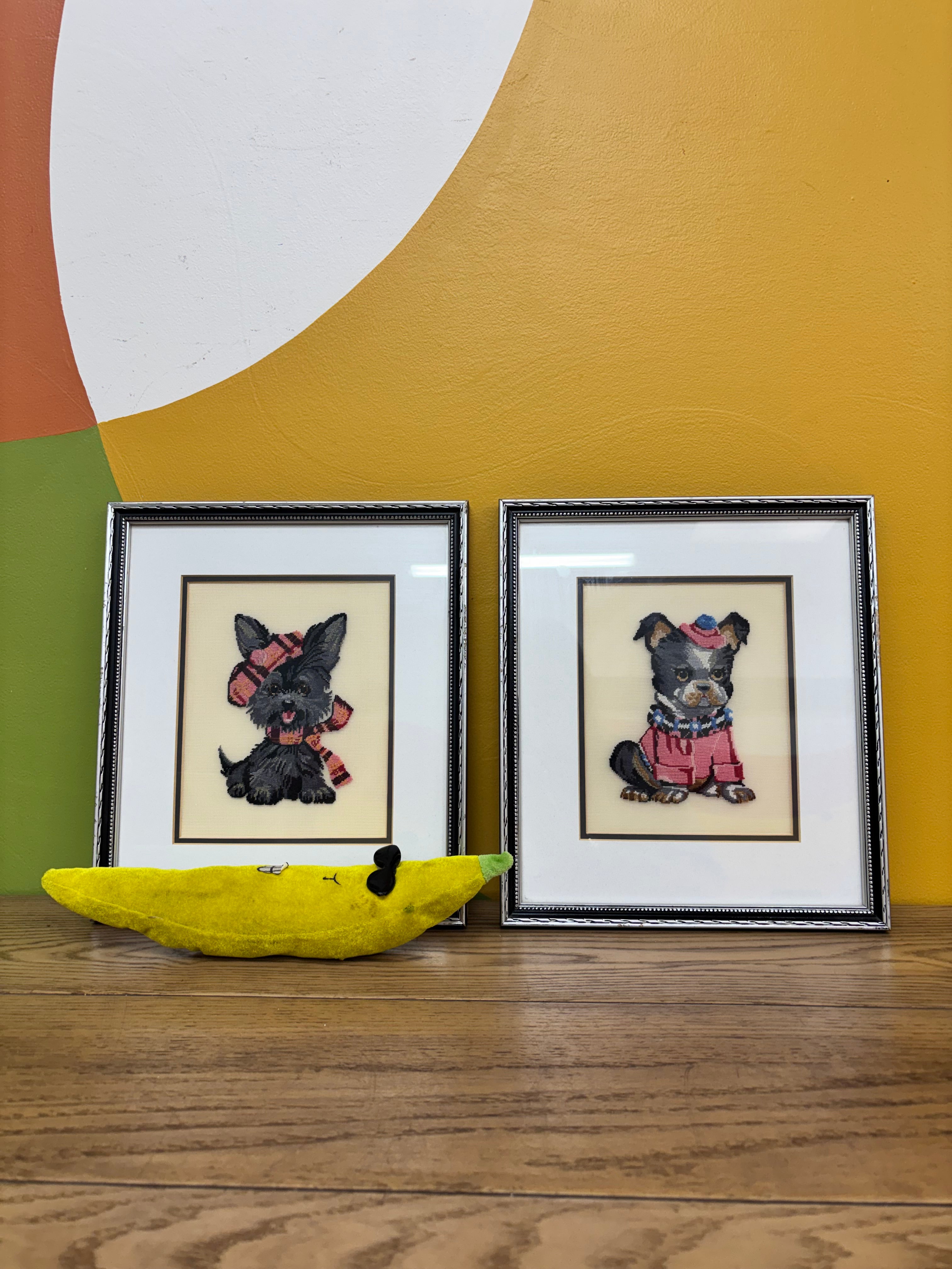 Set of 2 Dog Needlepoints