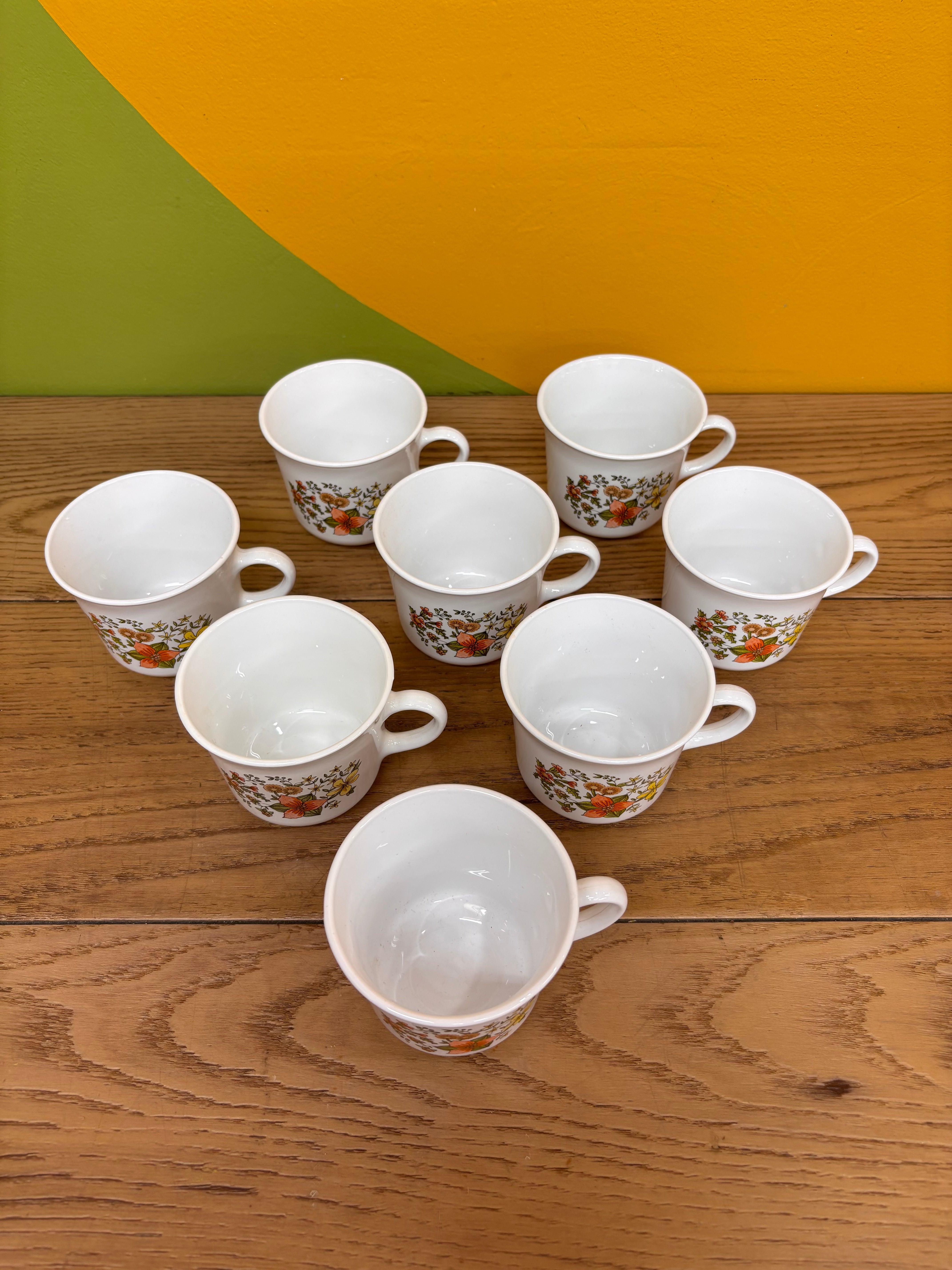 Set of 8 Corning Floral Mugs
