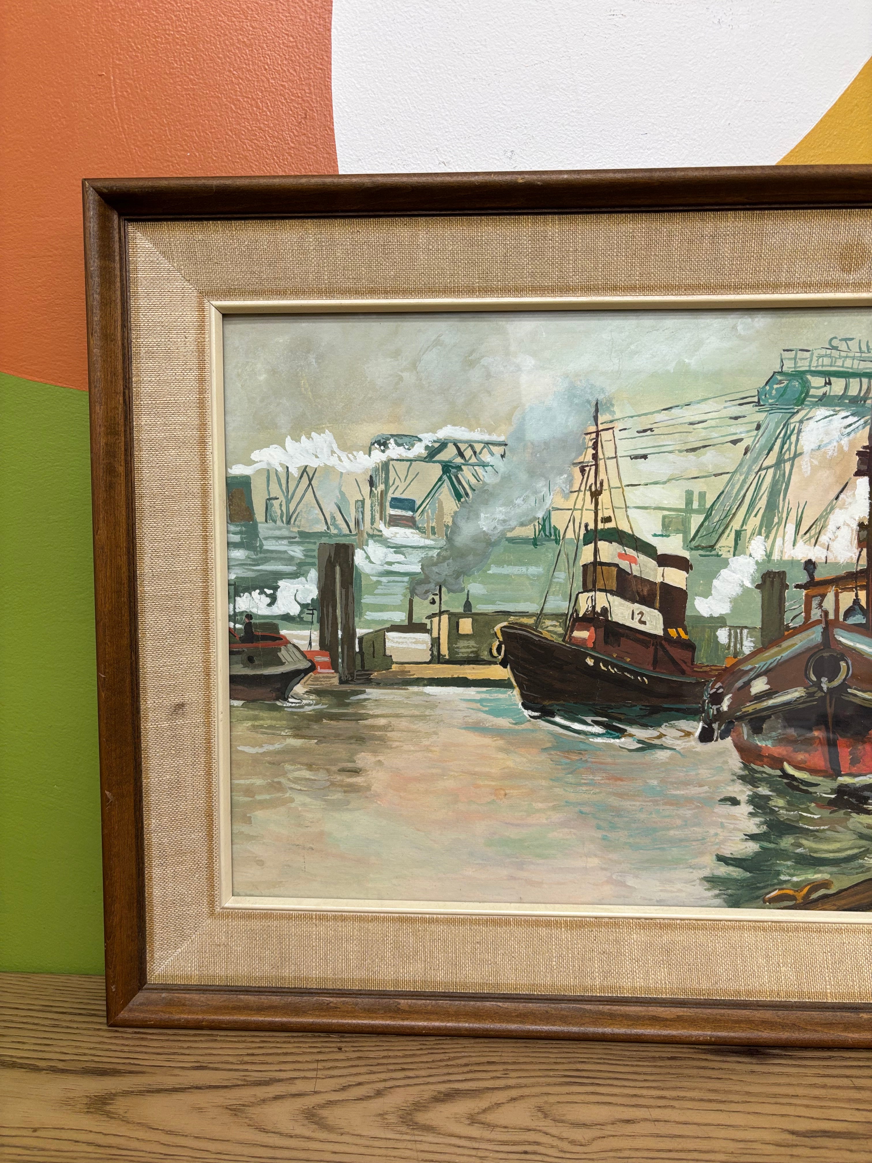Framed Boat Painting