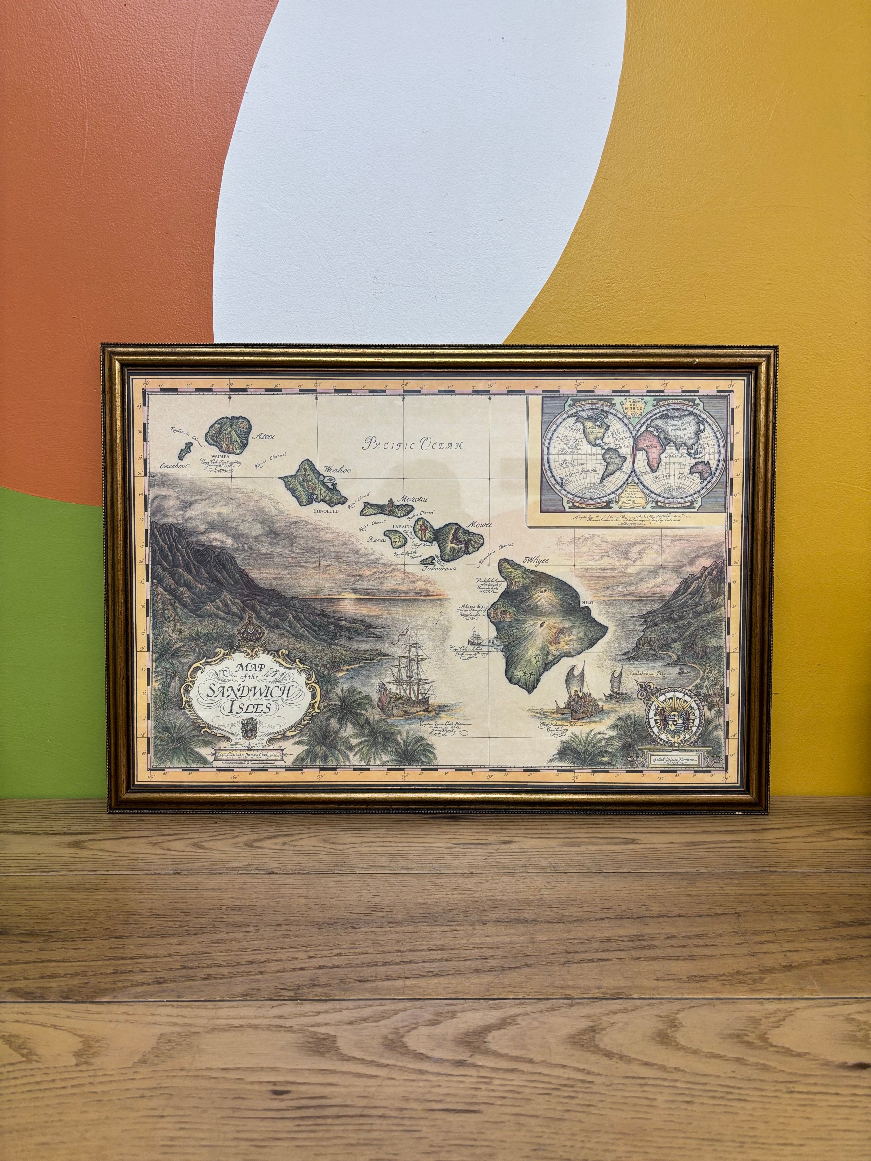 Framed Map of the Sandwich Isles