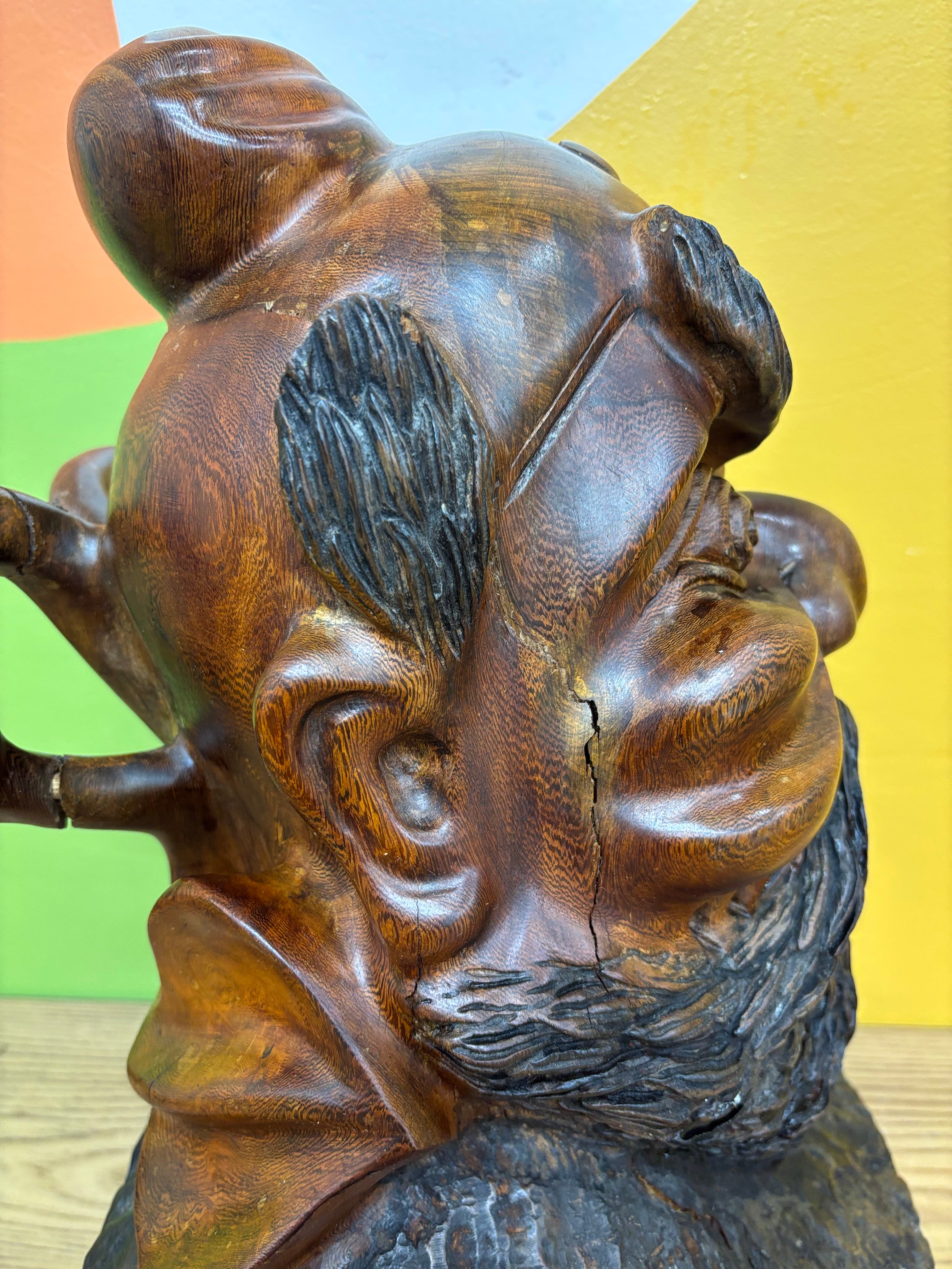 Wood Carved Head Sculpture