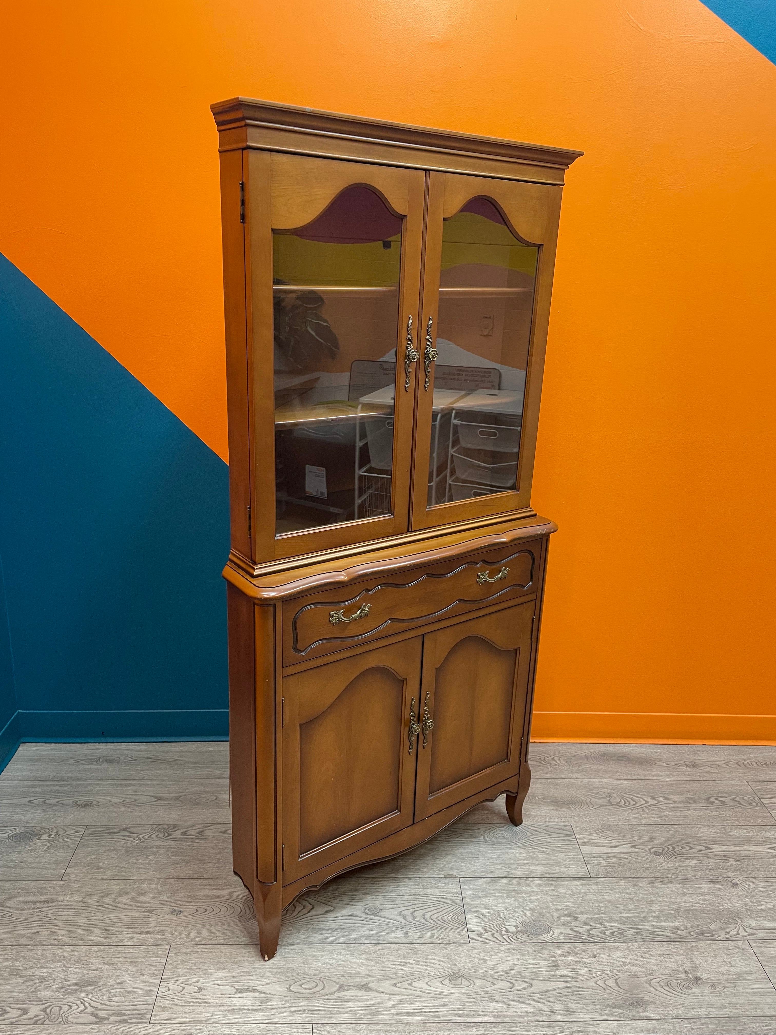 Wood & Glass Corner Cabinet