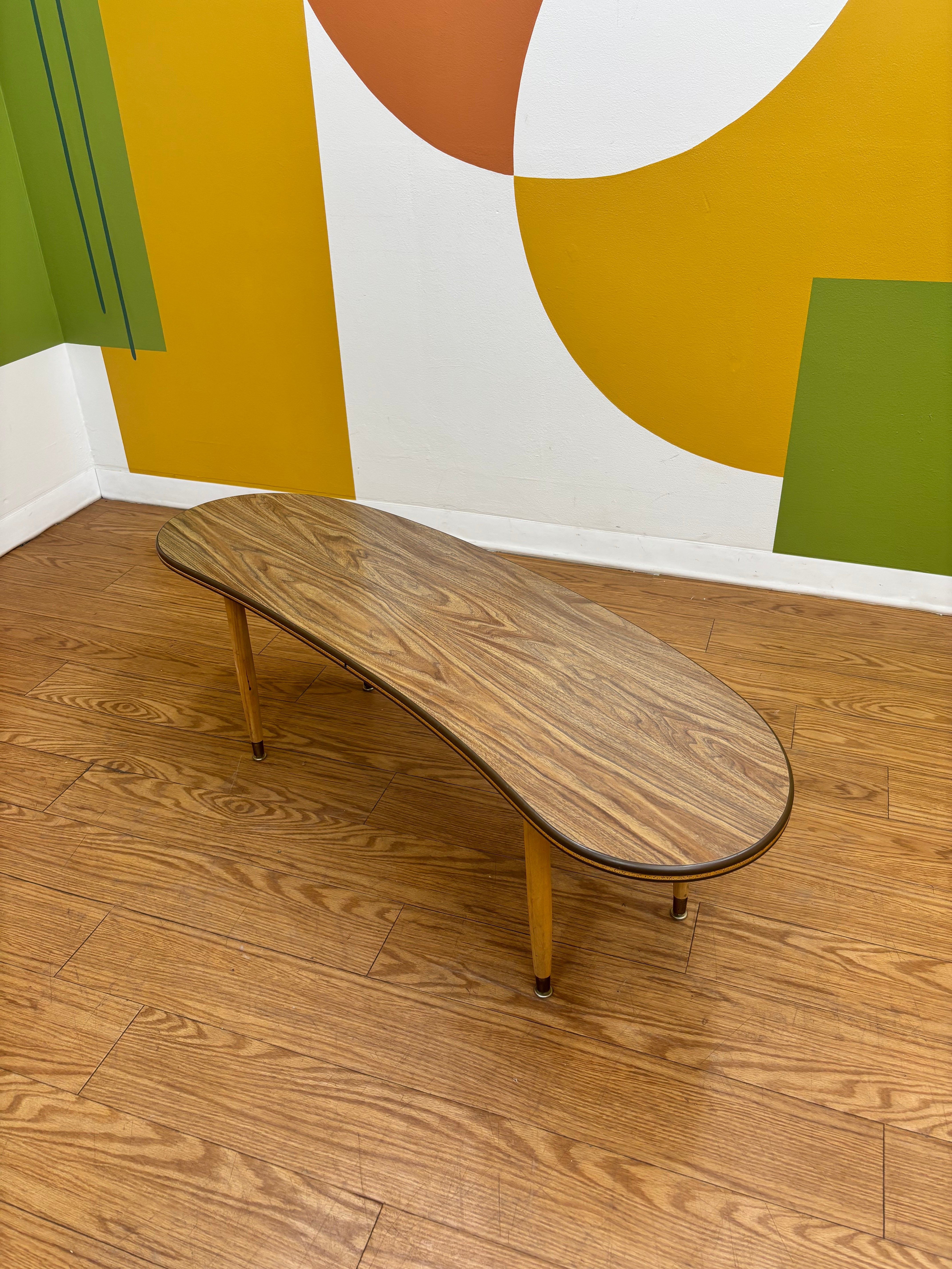 Wood Kidney-Shaped Coffee Table
