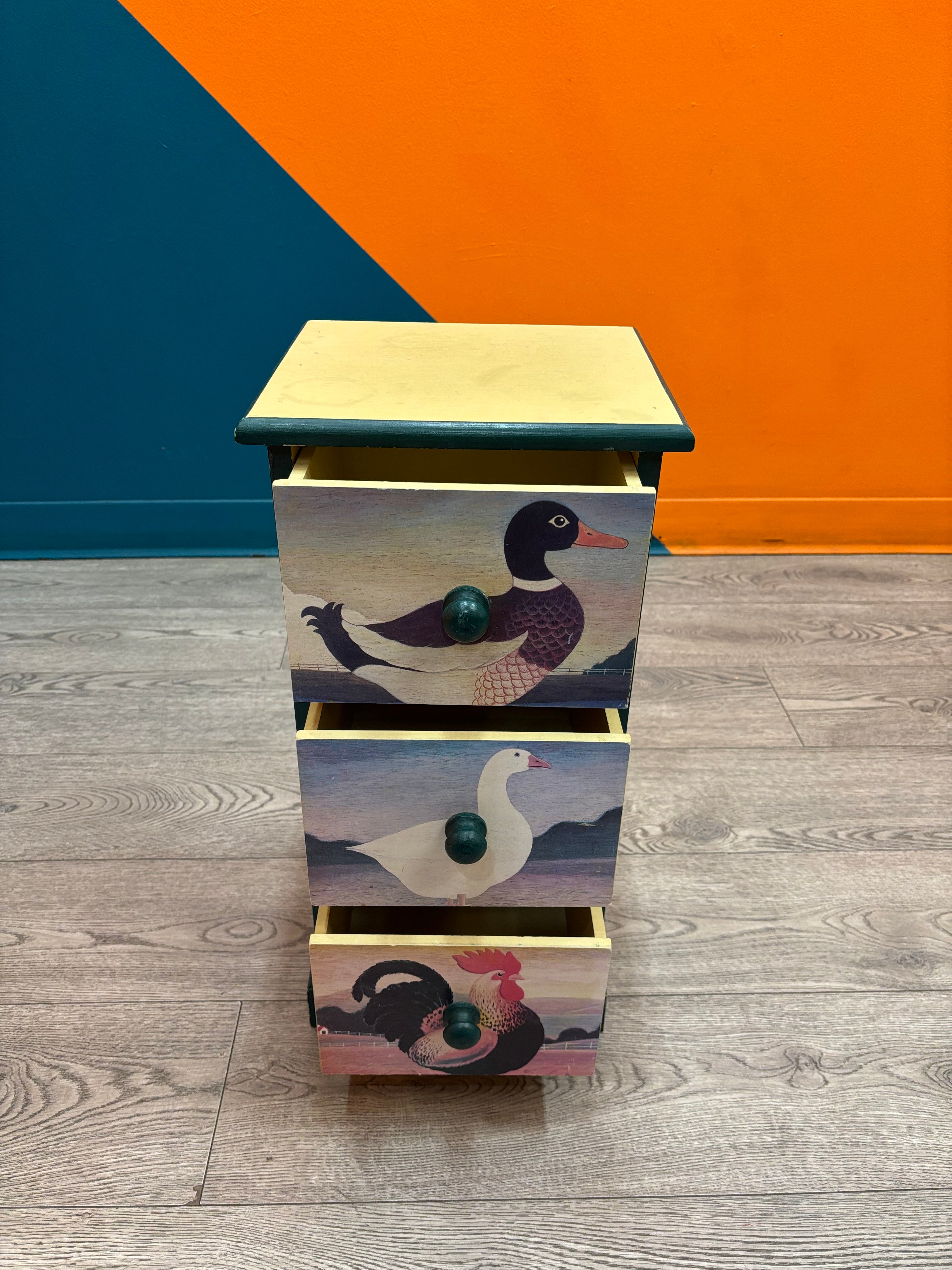 3 Drawer Bird Nightstand