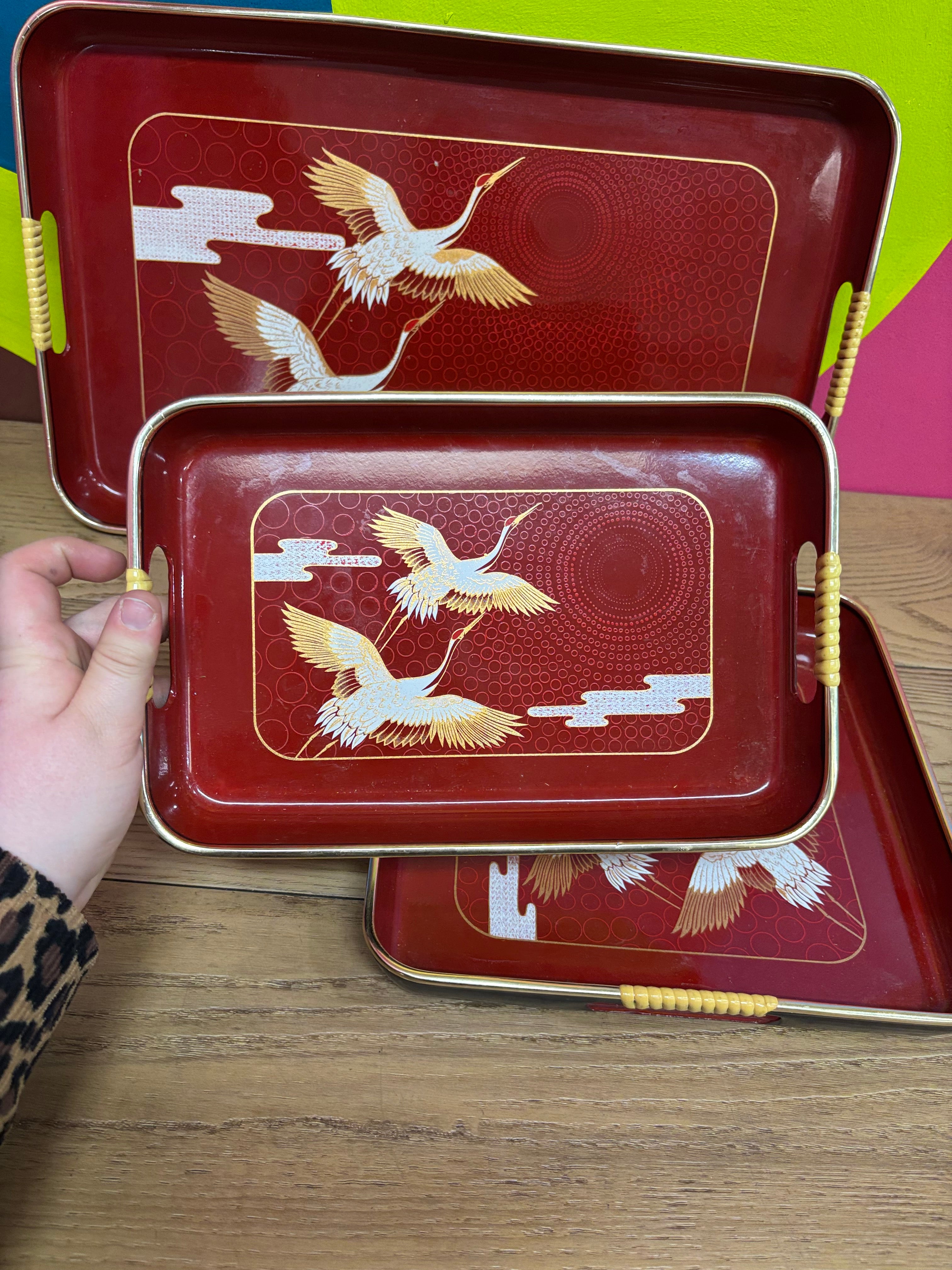 3 Piece Pelican Lacquer Nesting Tray Set