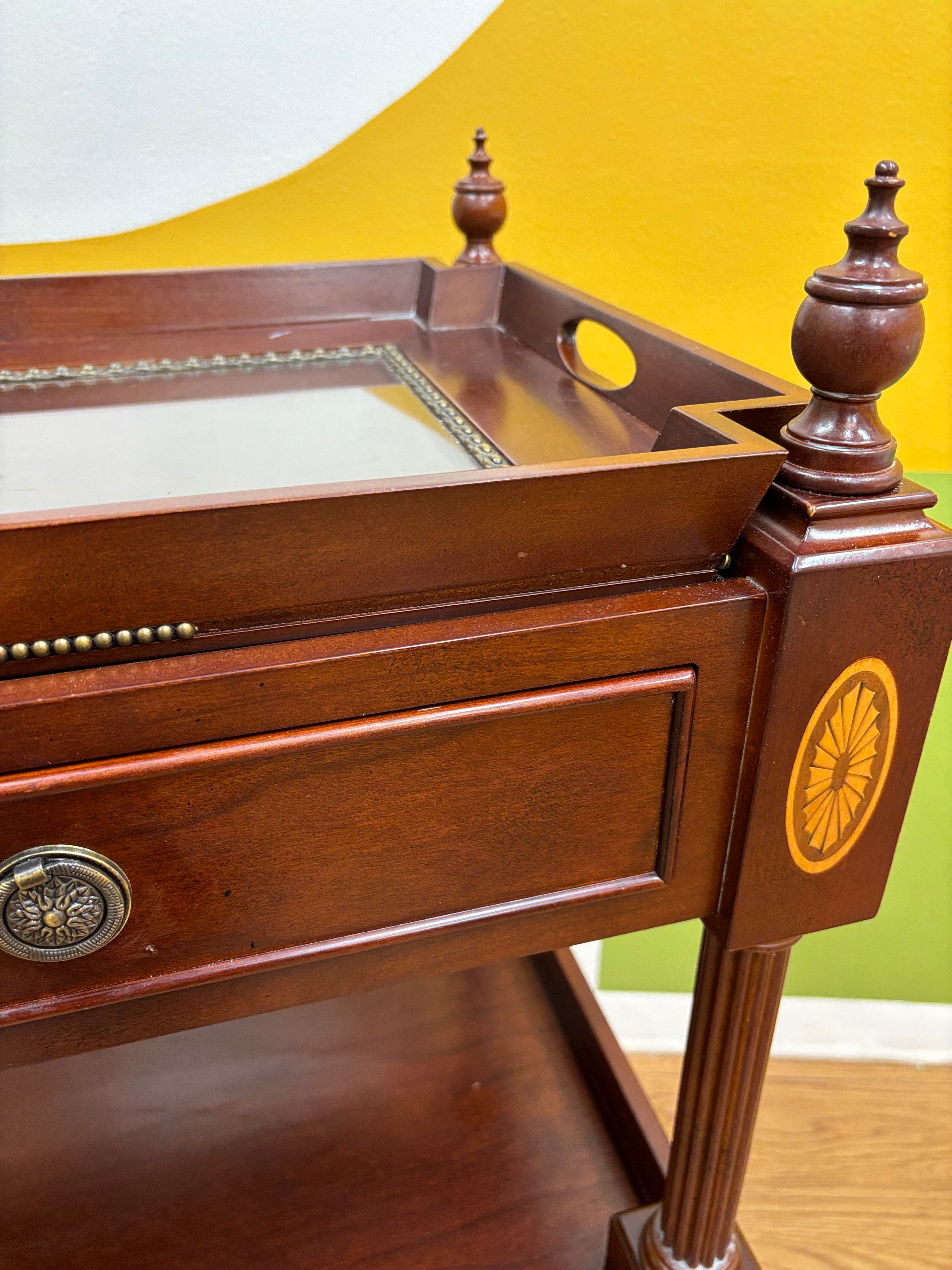 Mahogany Post Rolling Serving Cart