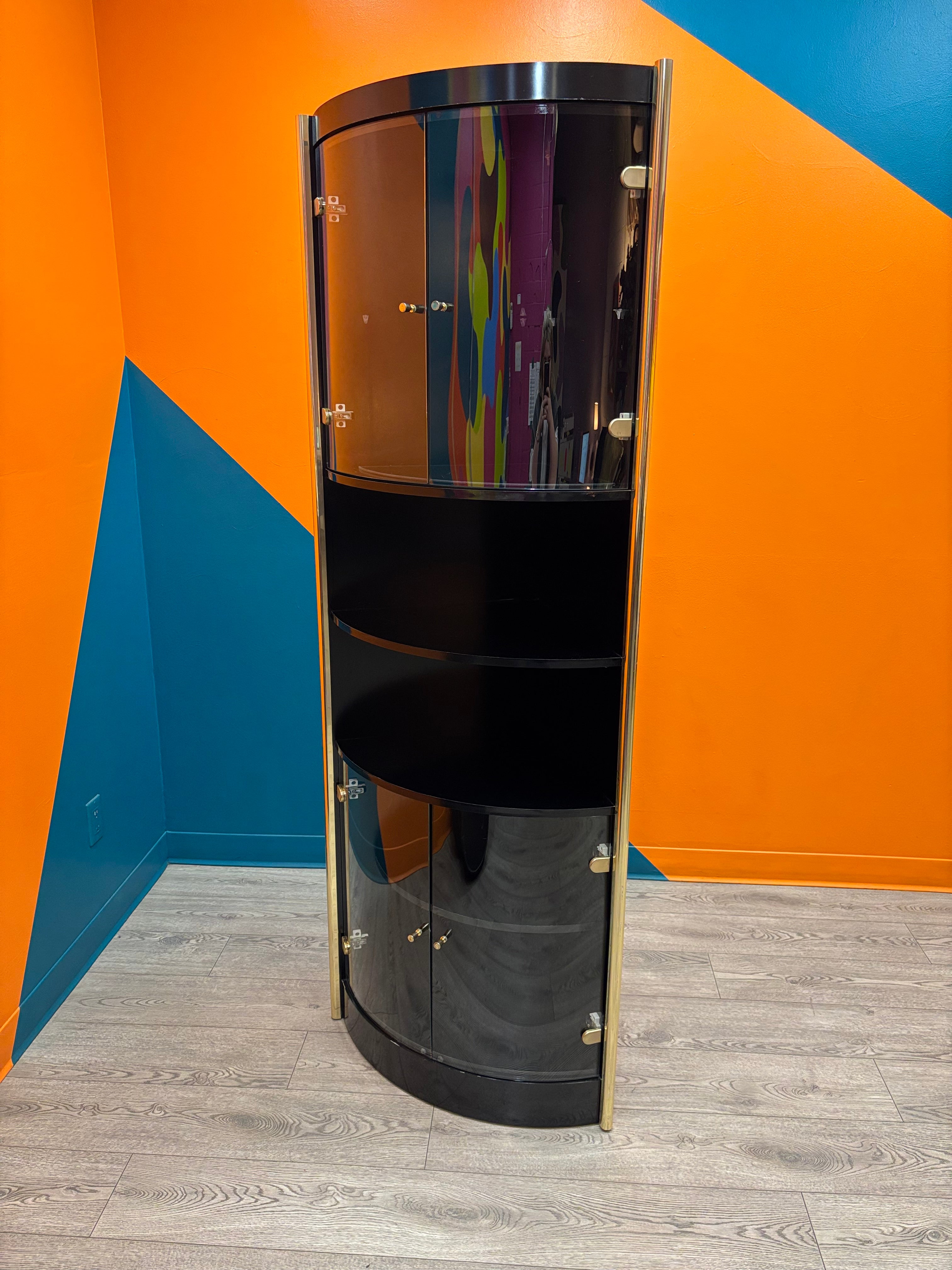 Black Glass Corner Display Cabinet