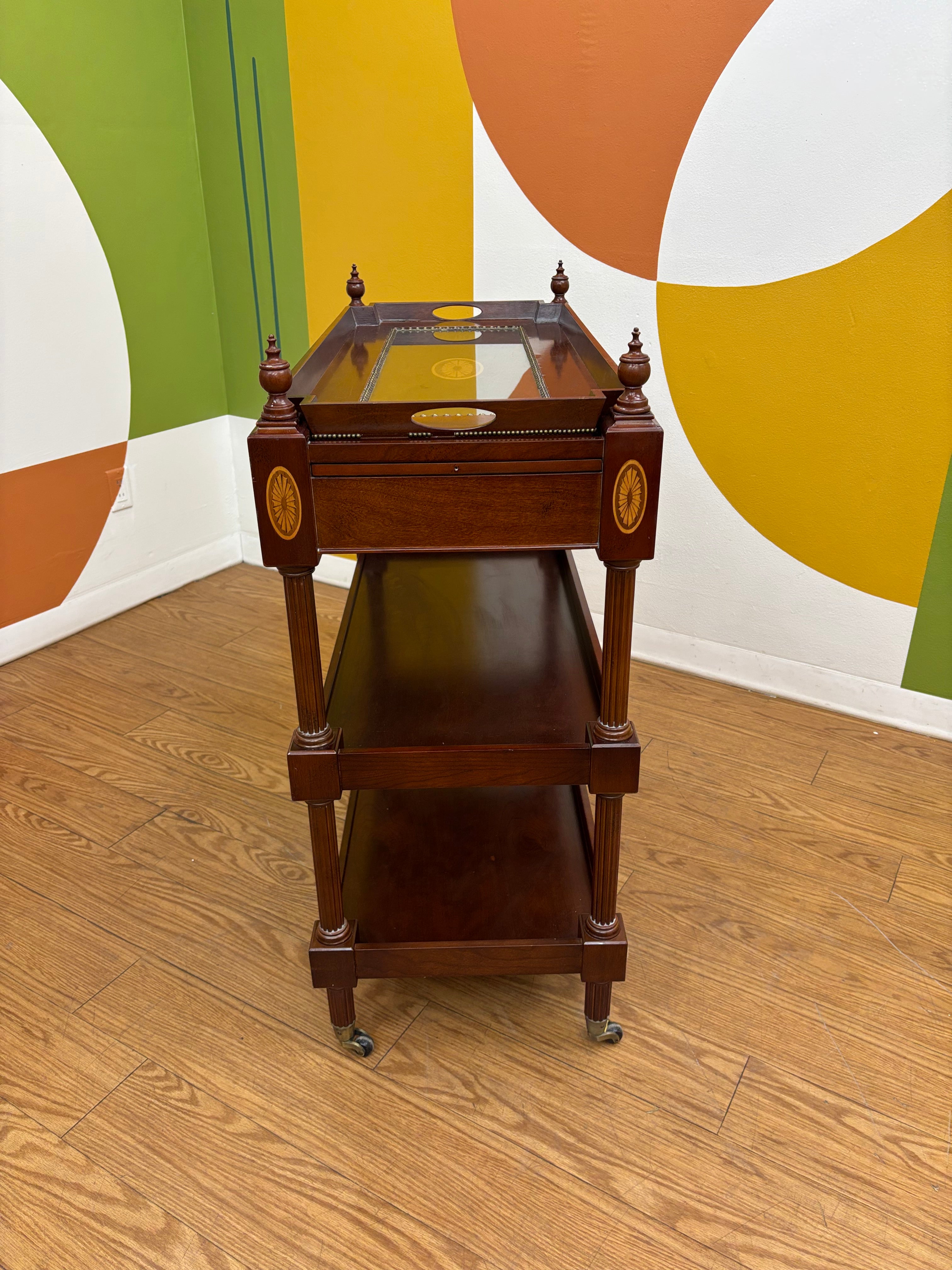 Mahogany Post Rolling Serving Cart