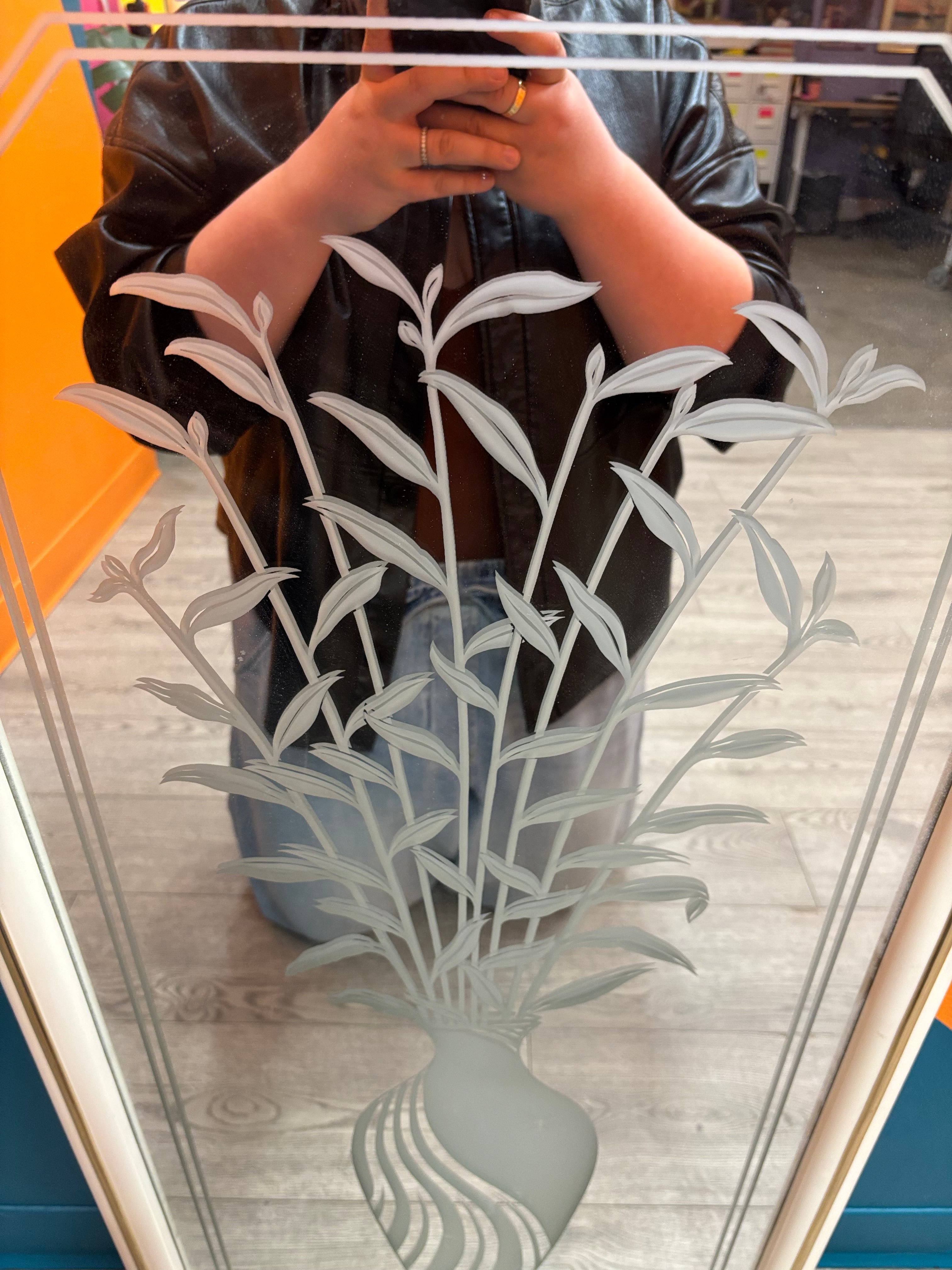 Floral Etched Mirror
