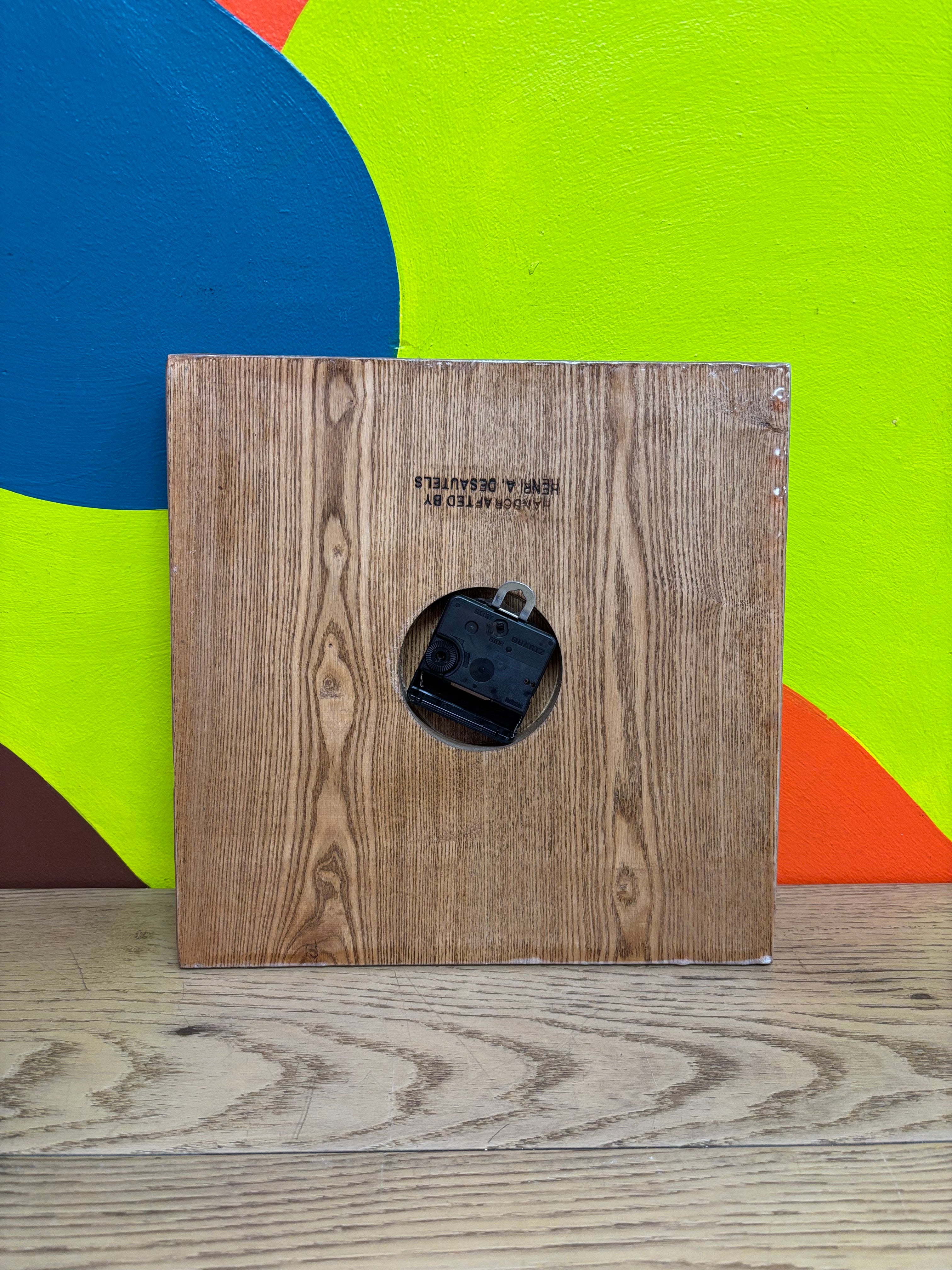 Square Wood Cow Clock