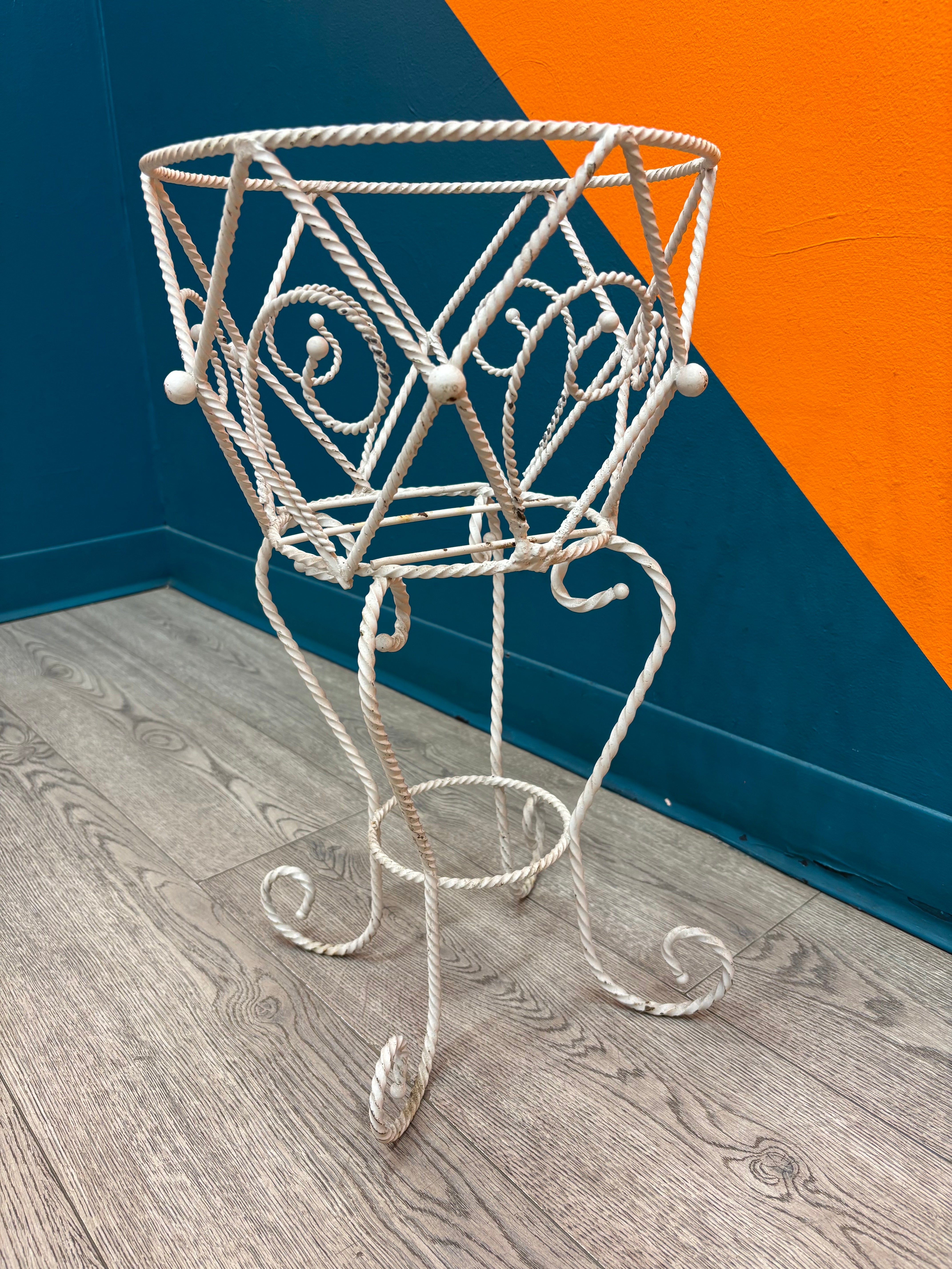 White Wrought Iron Plant Stand