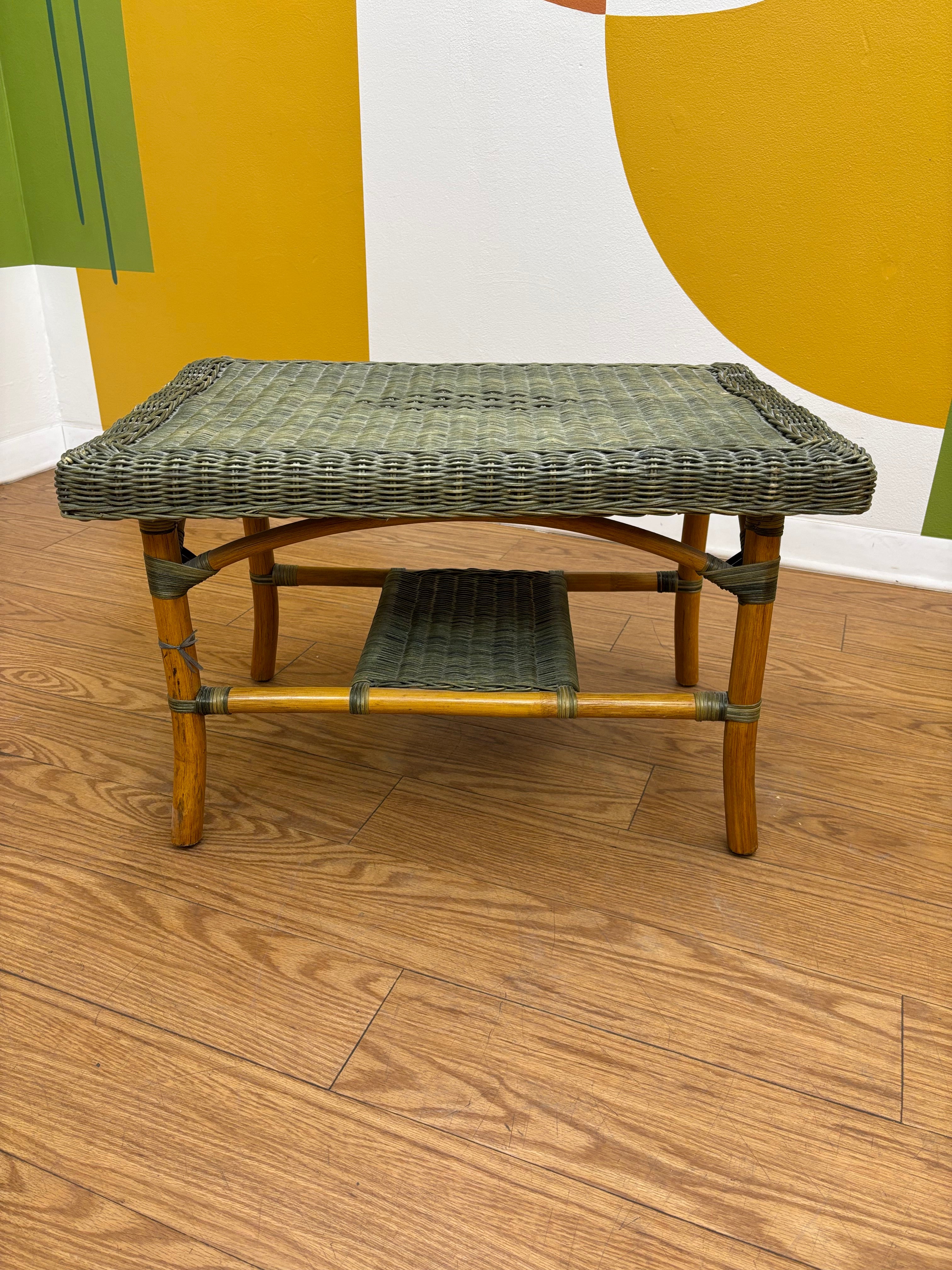 Green Wicker Coffee Table