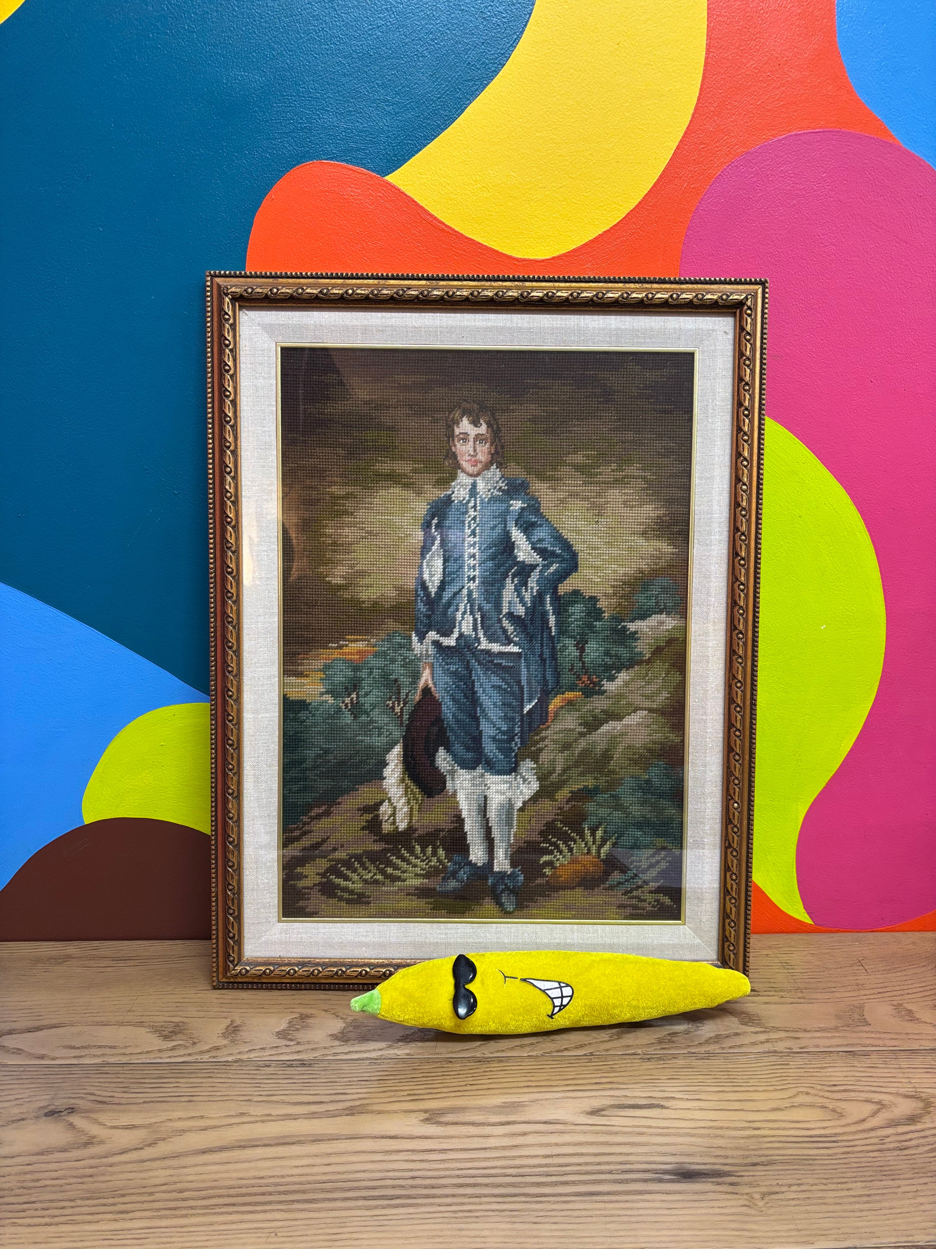 Framed Needlepoint Blue Boy