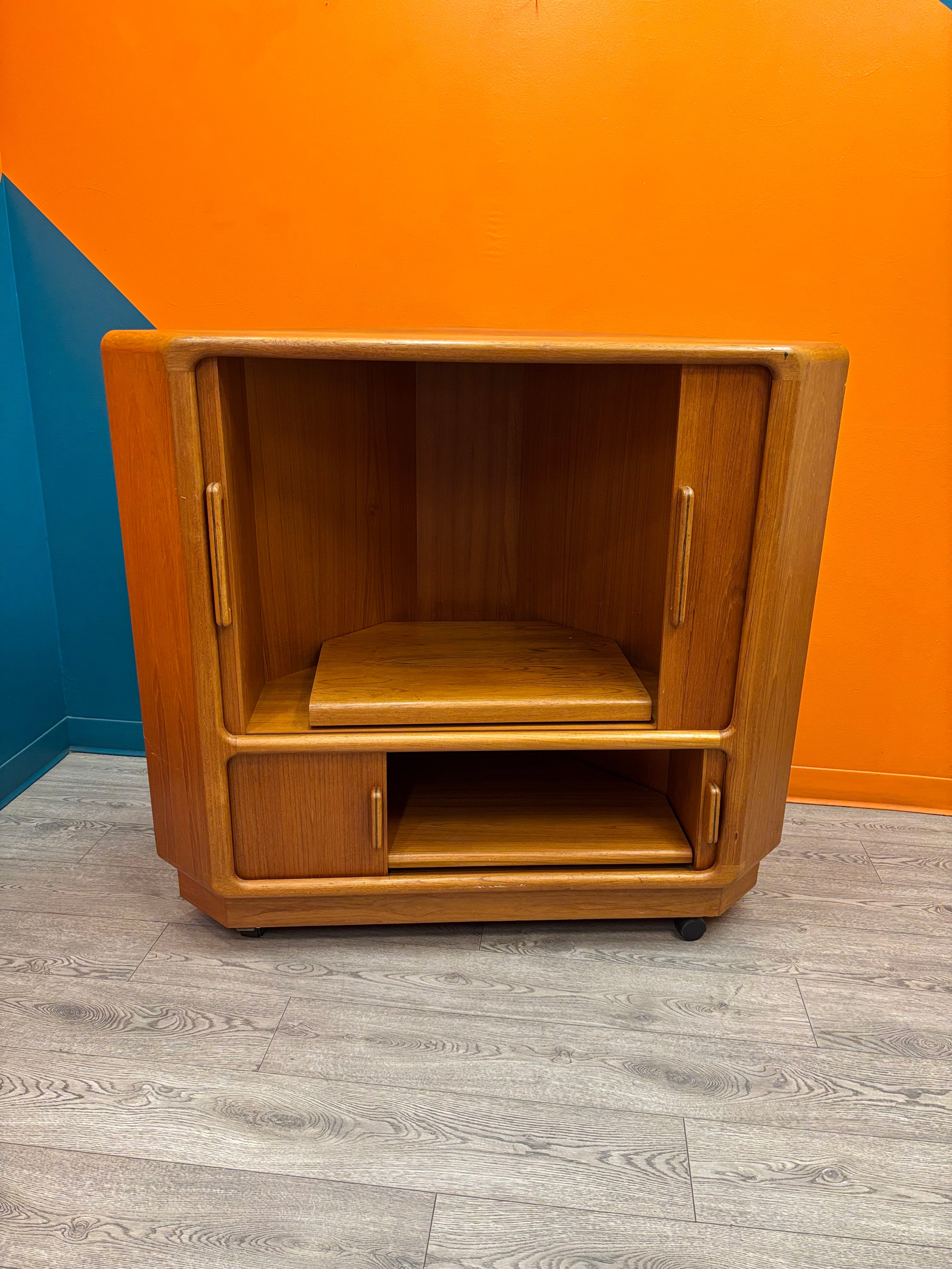 Rolling Wood Corner TV Cabinet