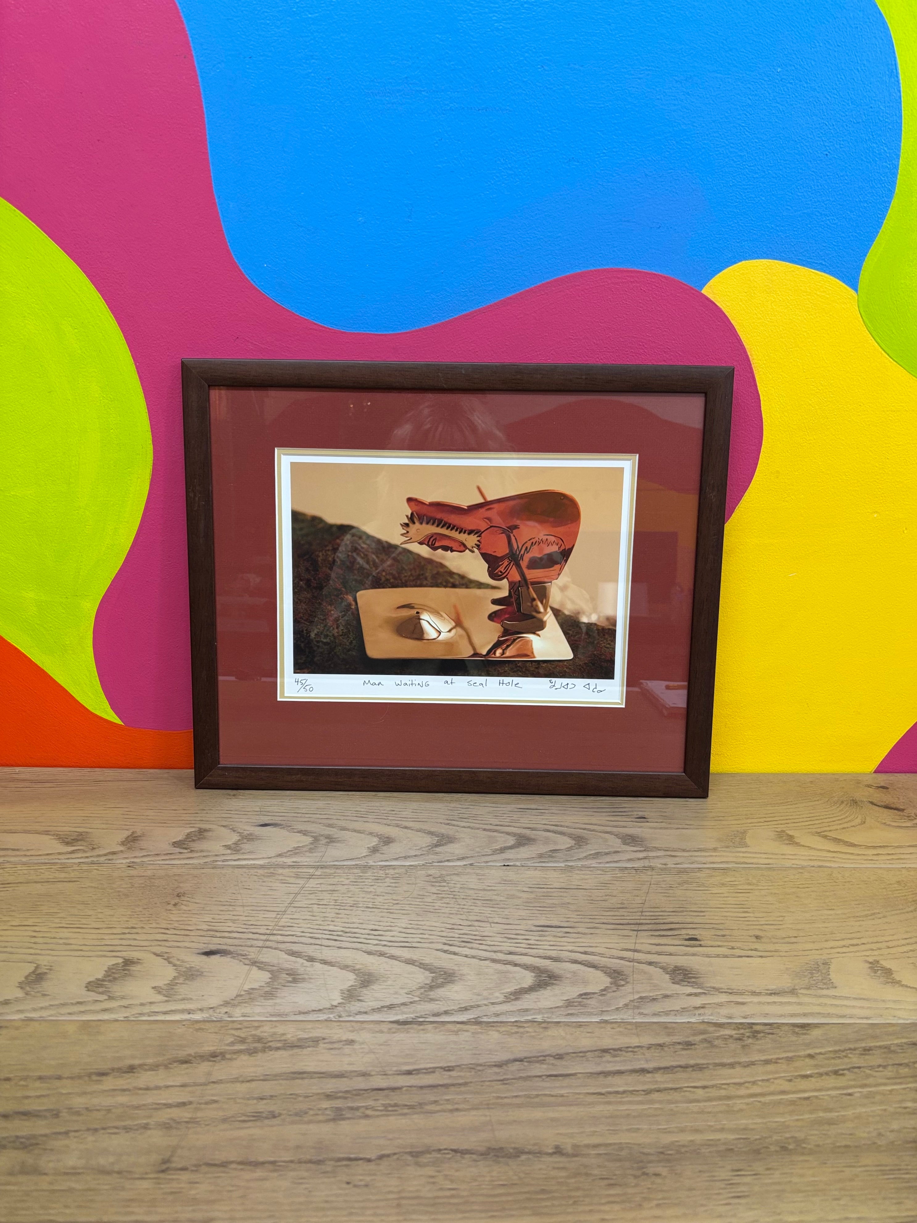 "Man Waiting at Seal Hole" Framed Print
