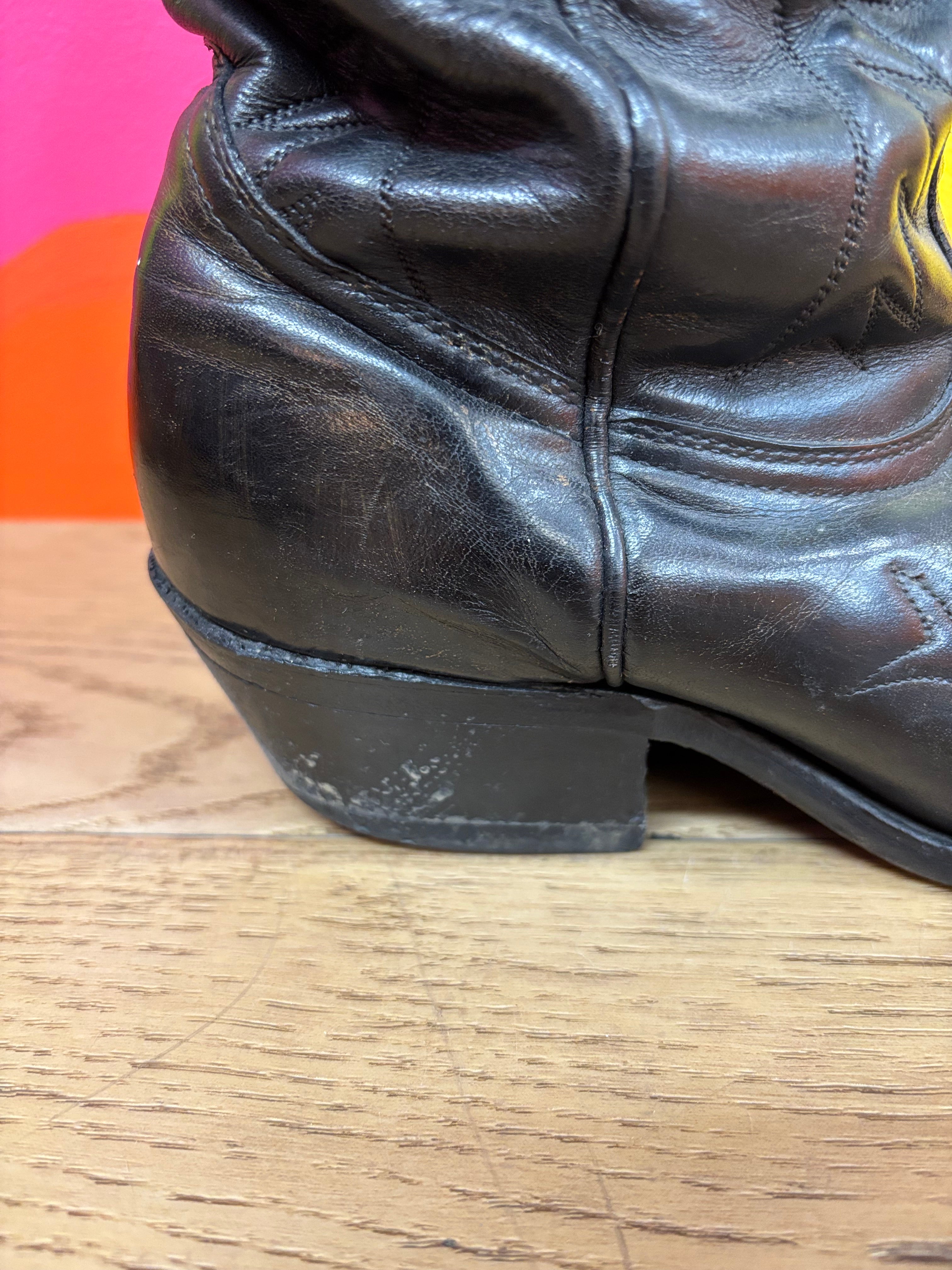 Black Cowboy Boots (Boulet Canada) - Size 8 Women's