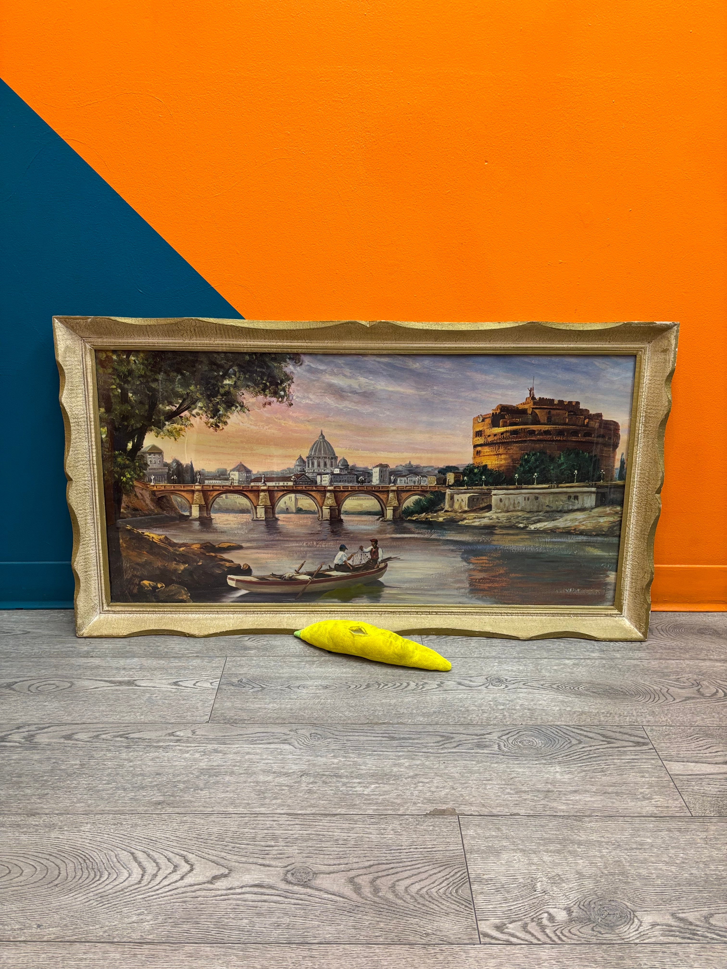 Ponte Sant'Angelo in Rome, Italy Framed Print