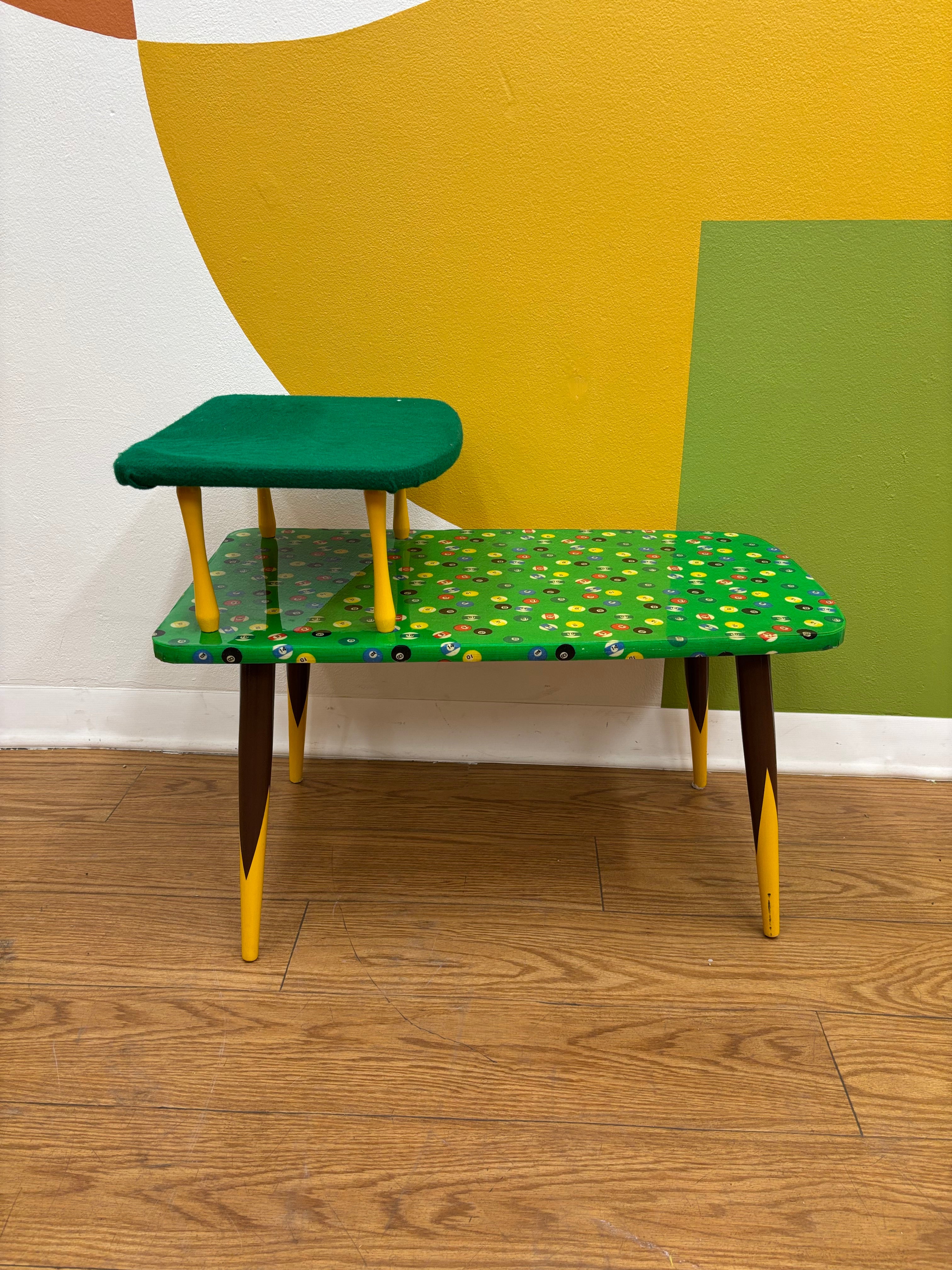 Green Billiard Ball Pattern Side Table