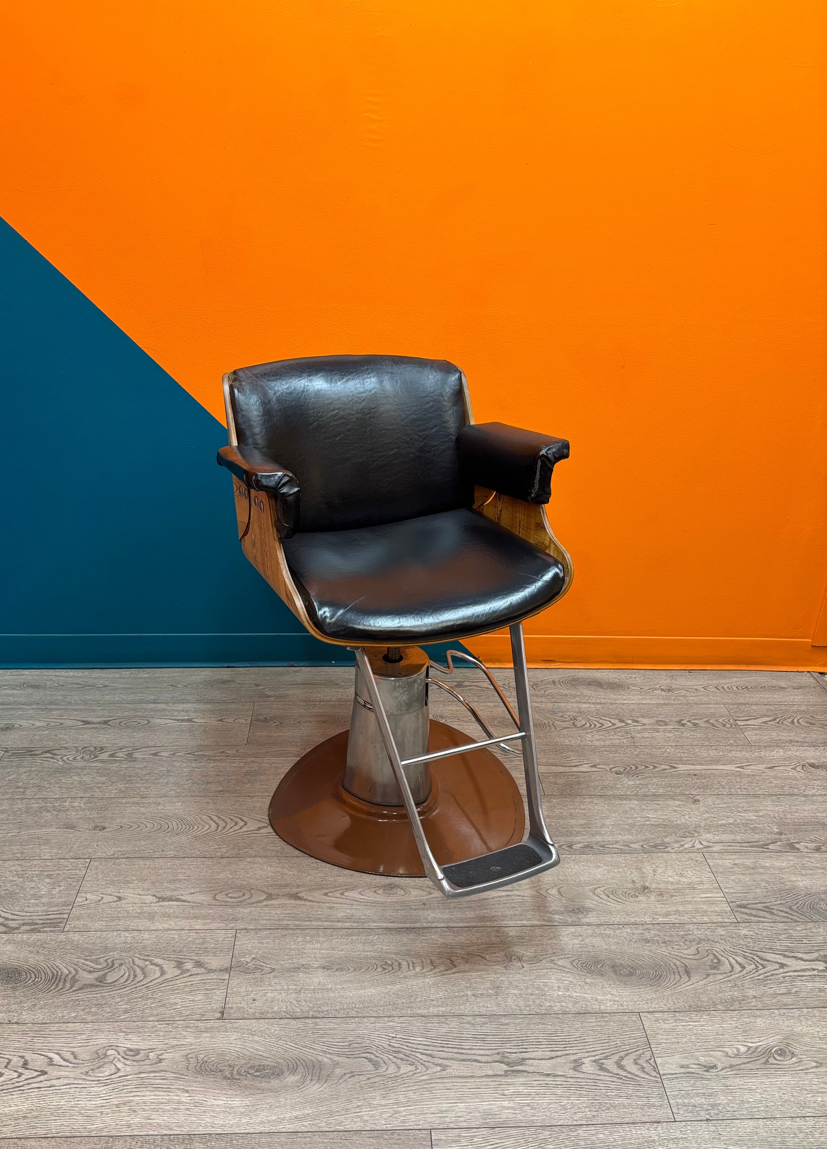 Wood & Pleather Barber Chair