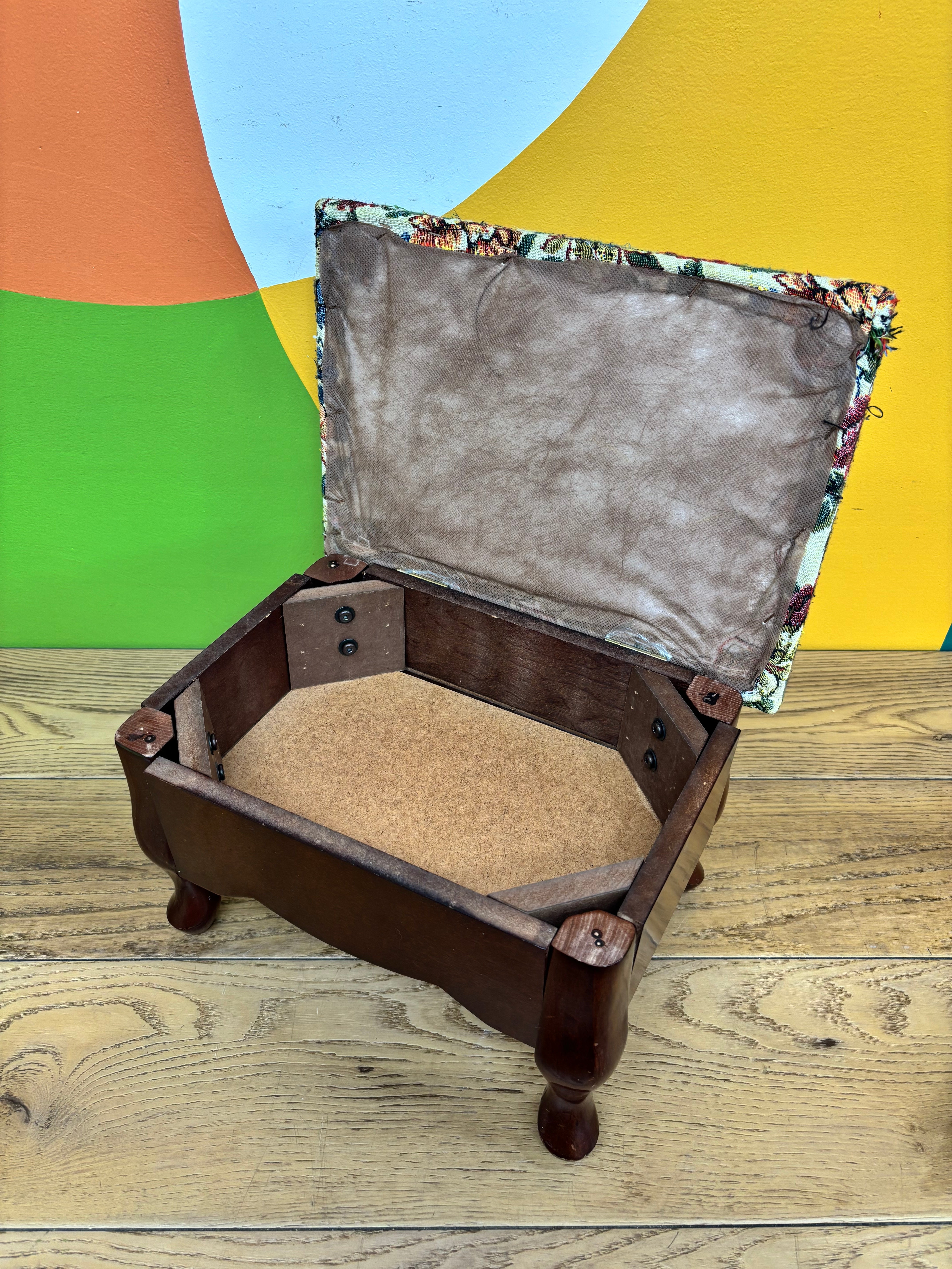 Small Floral Storage Ottoman