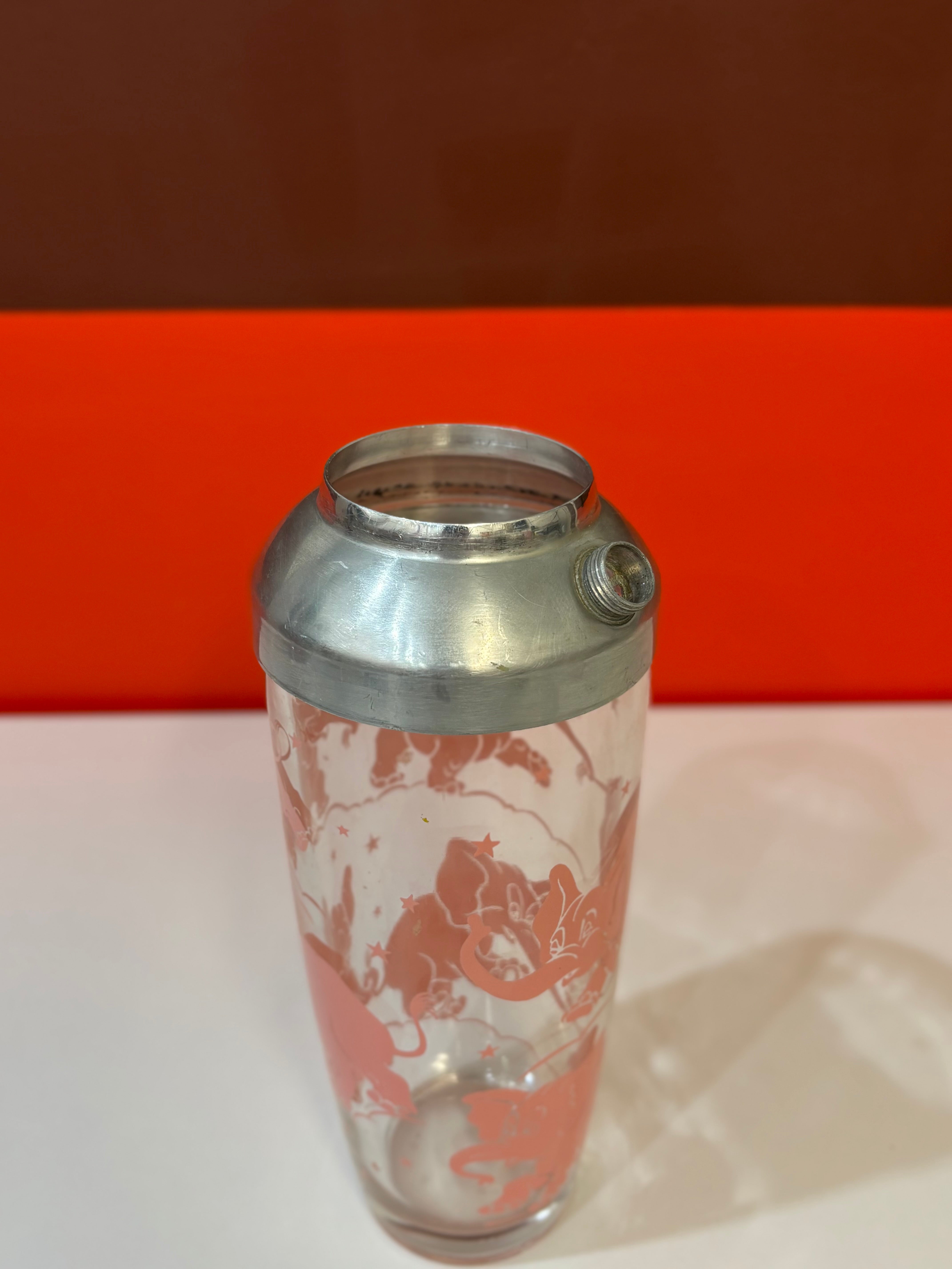 Hazel Atlas Pink Elephant Cocktail Shaker