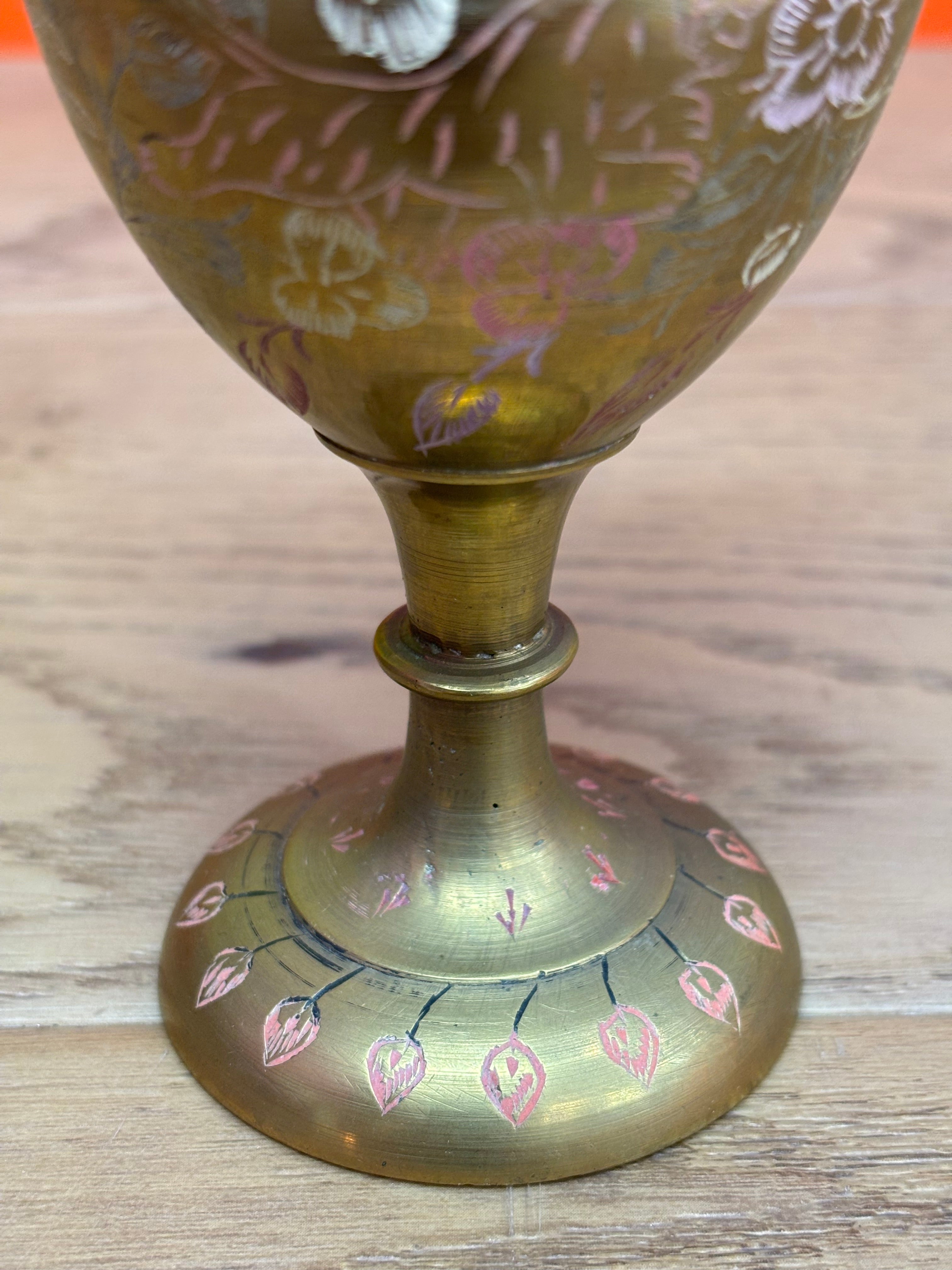 Small Hand Painted Metal Vase