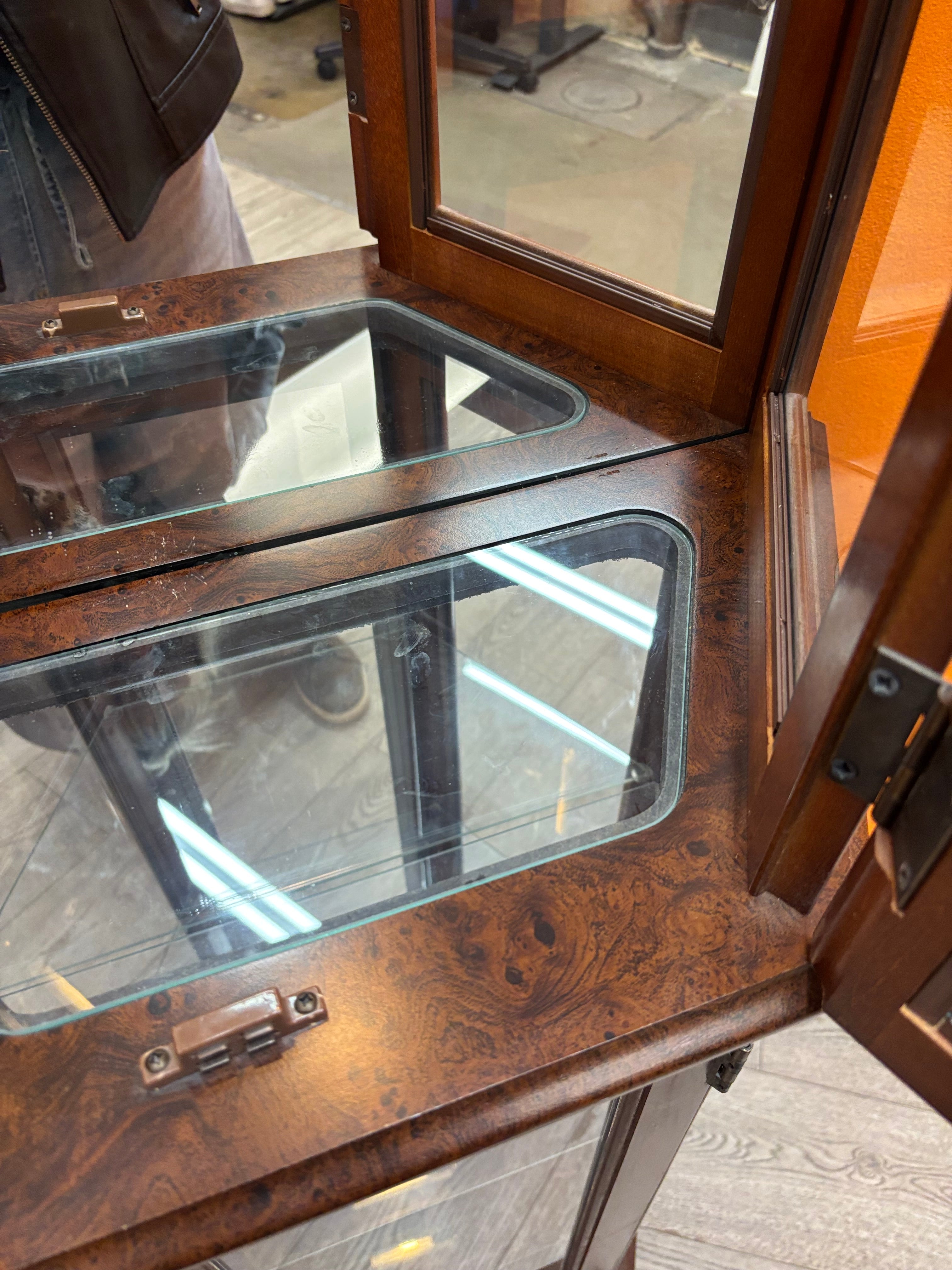 Light Up Wood and Glass Display Cabinet