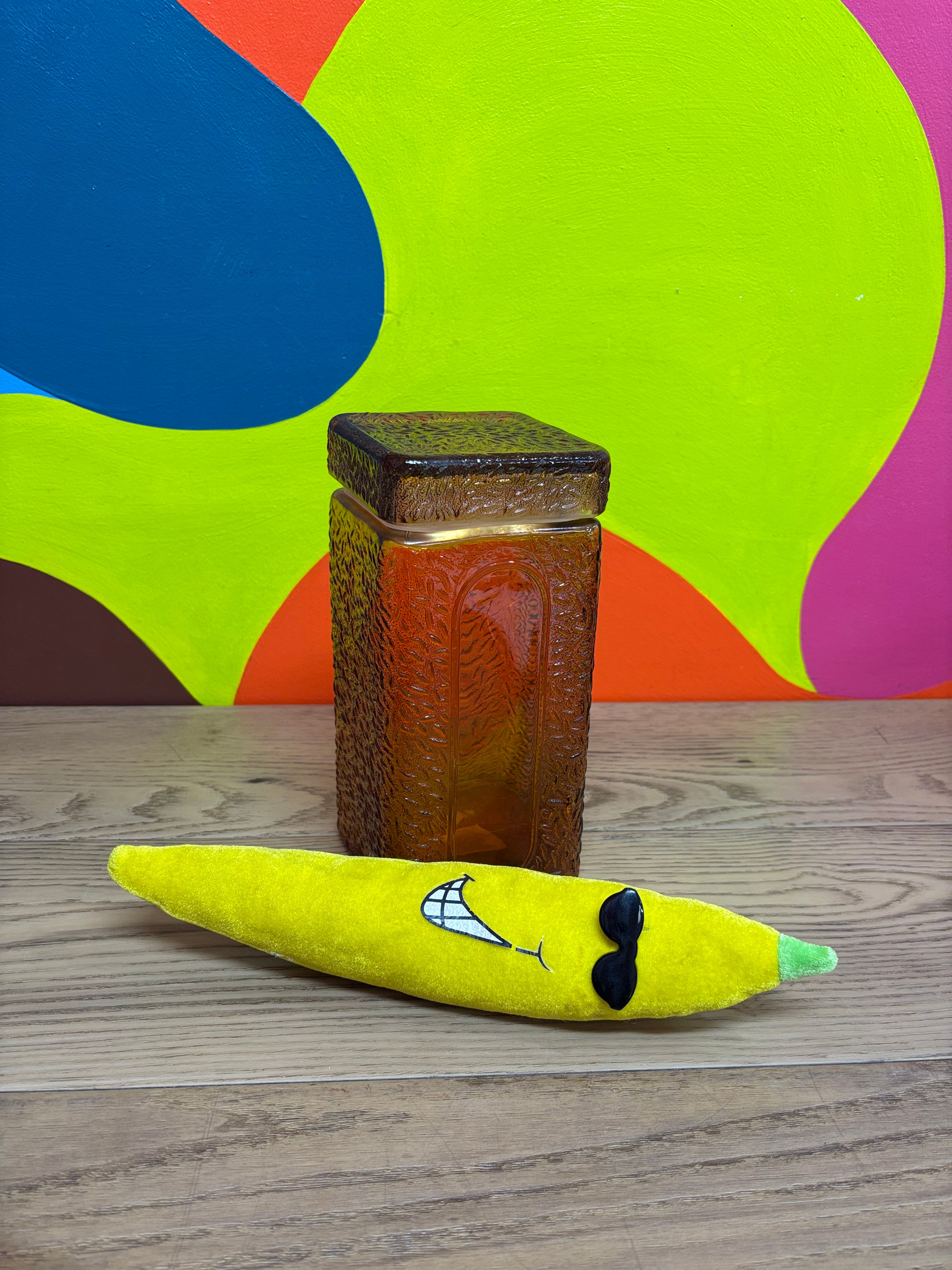 Amber Colored Glass Jar (3 available)