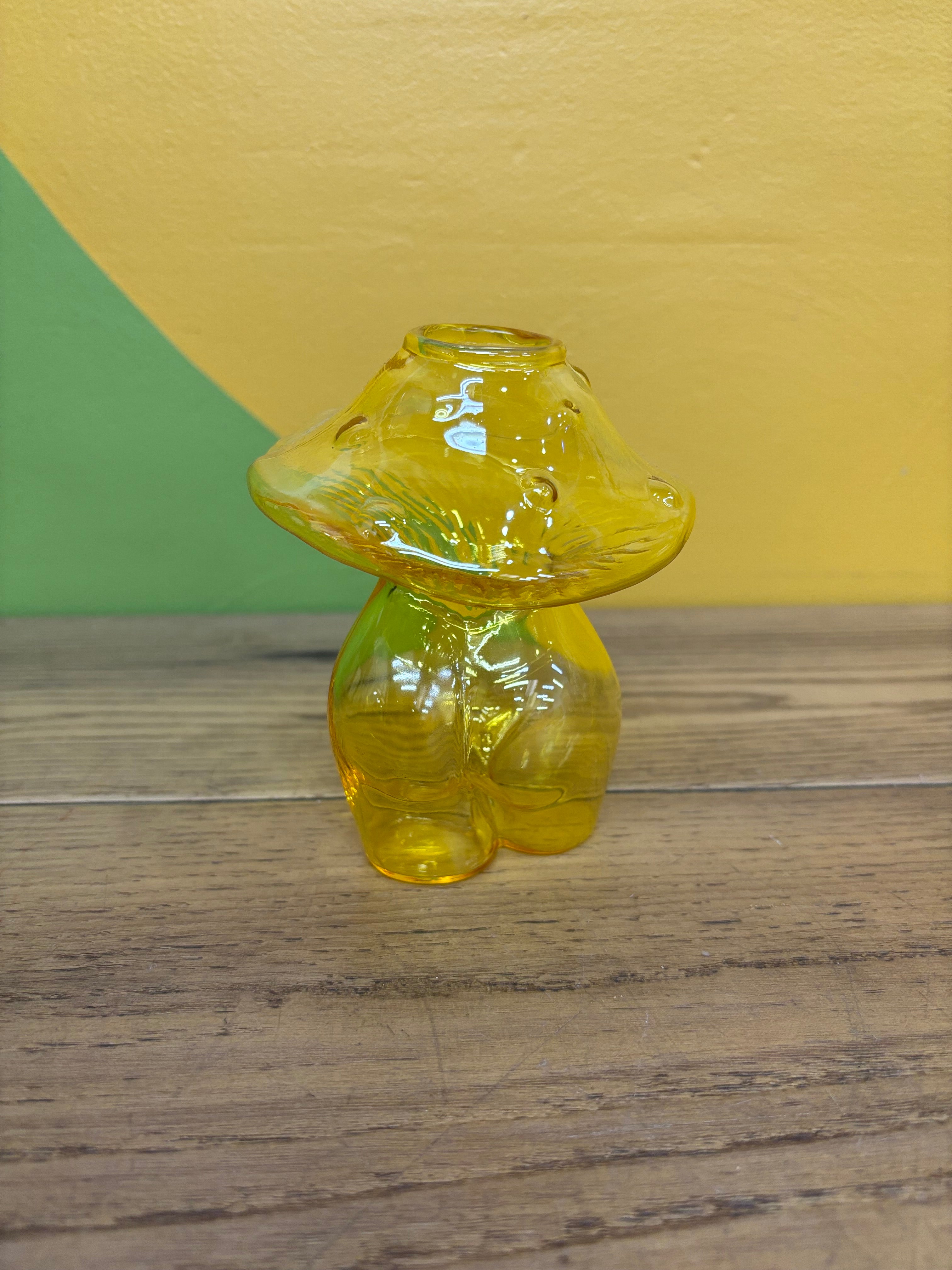 Yellow Glass Mushroom Vase