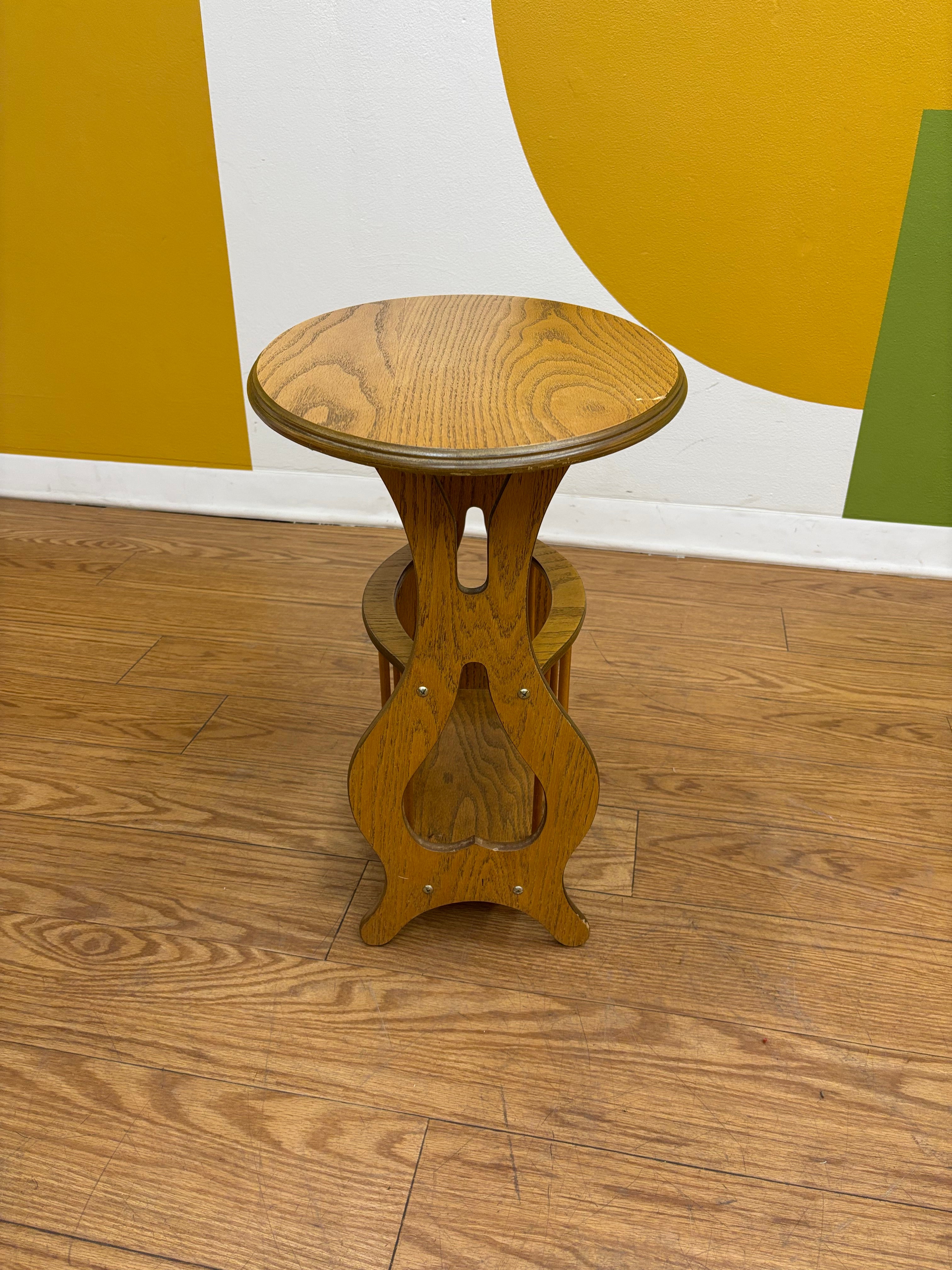 Wood End Table with Bottom Storage