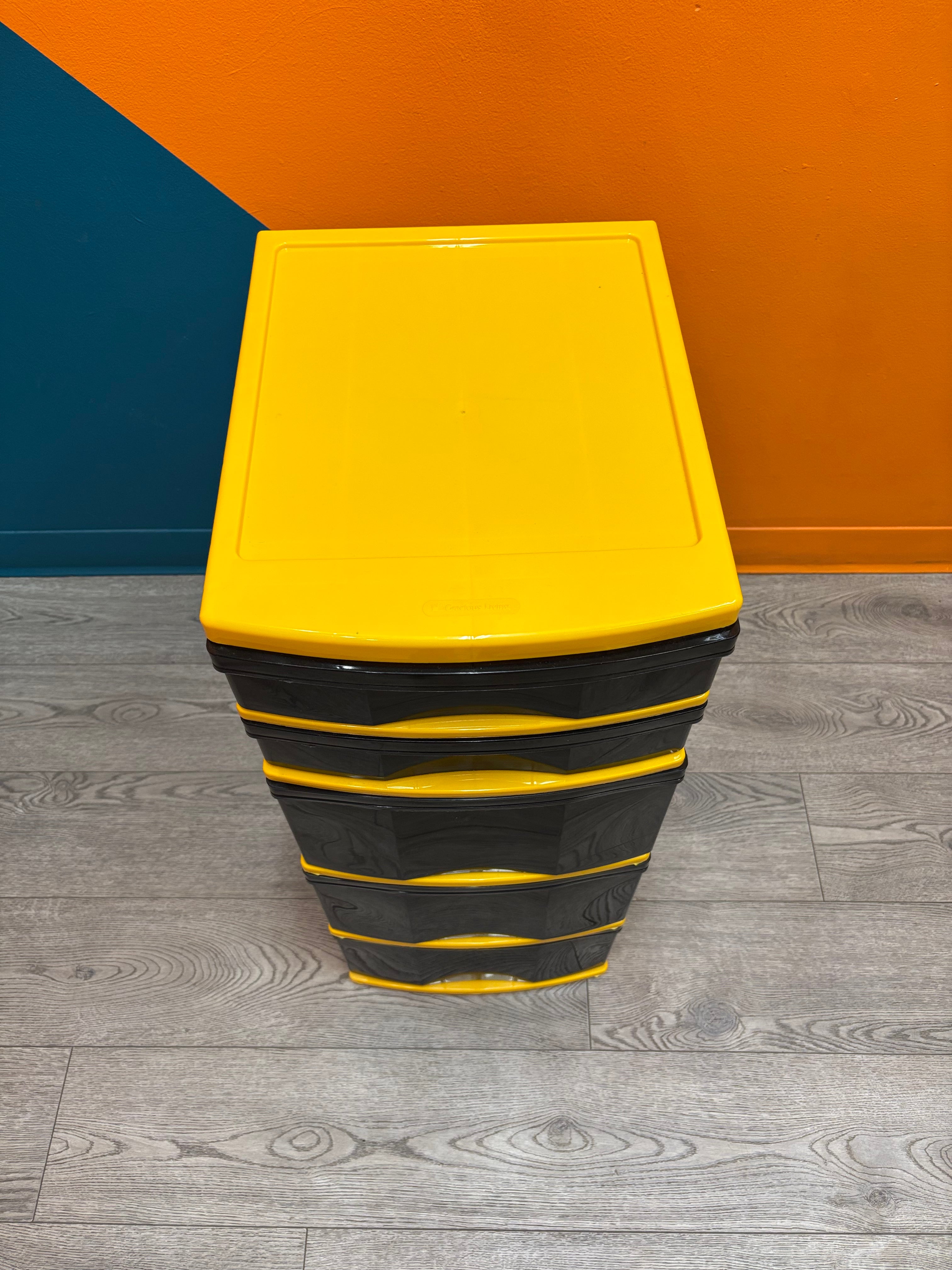 Black & Yellow Plastic Drawers