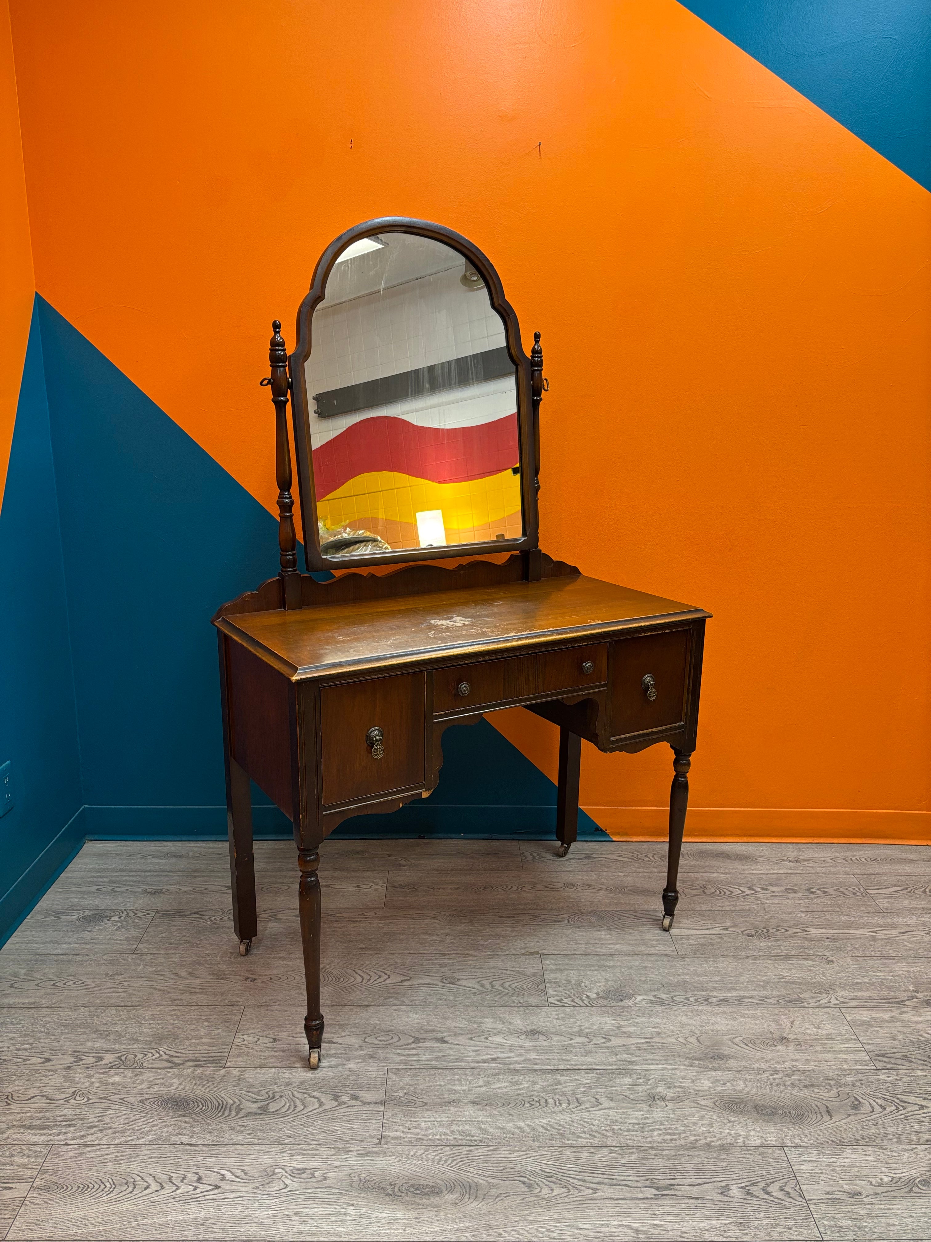 Wood Vanity on Wheels