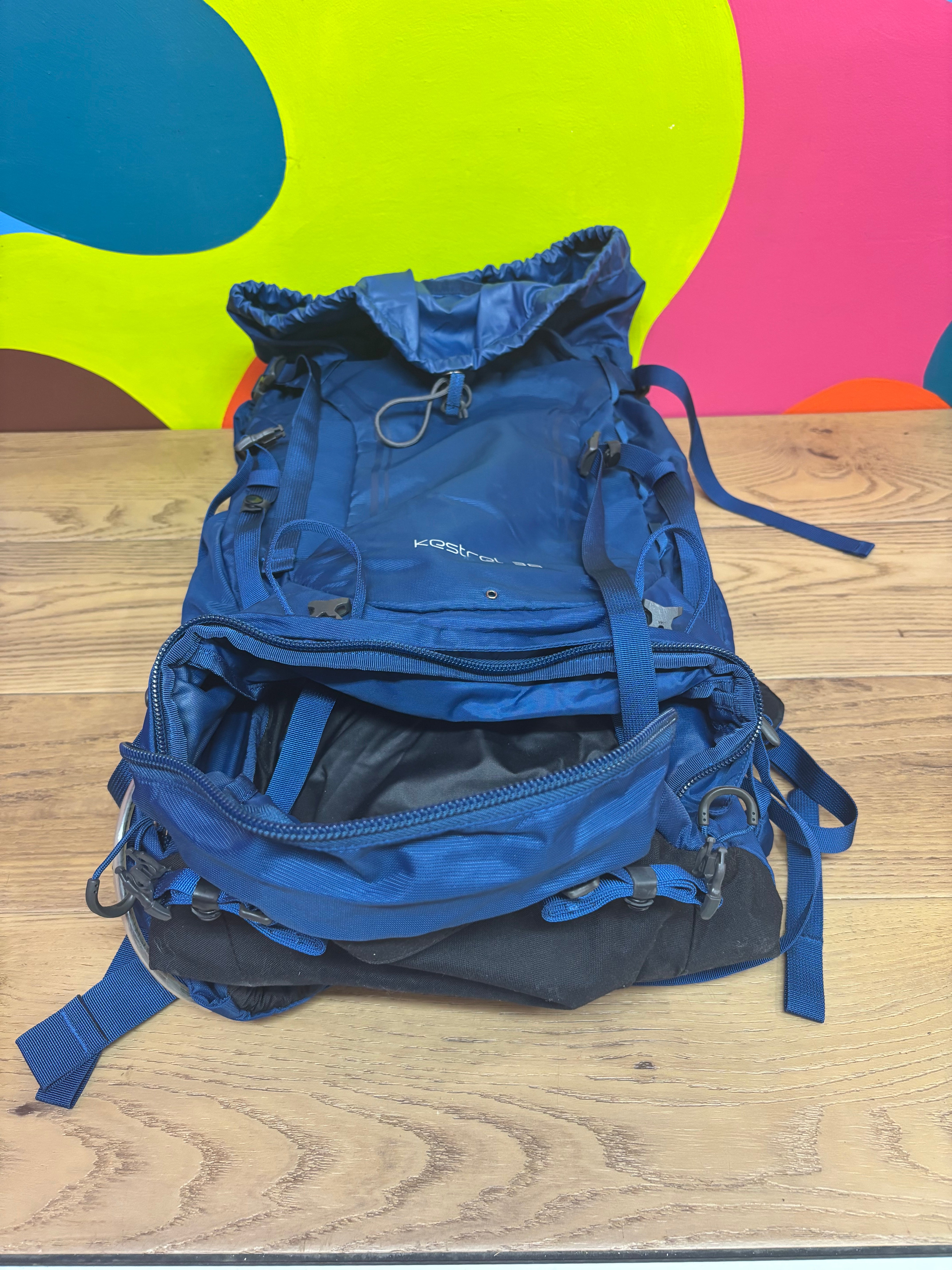 Osprey Blue Kestrel 38 Hiking Backpack