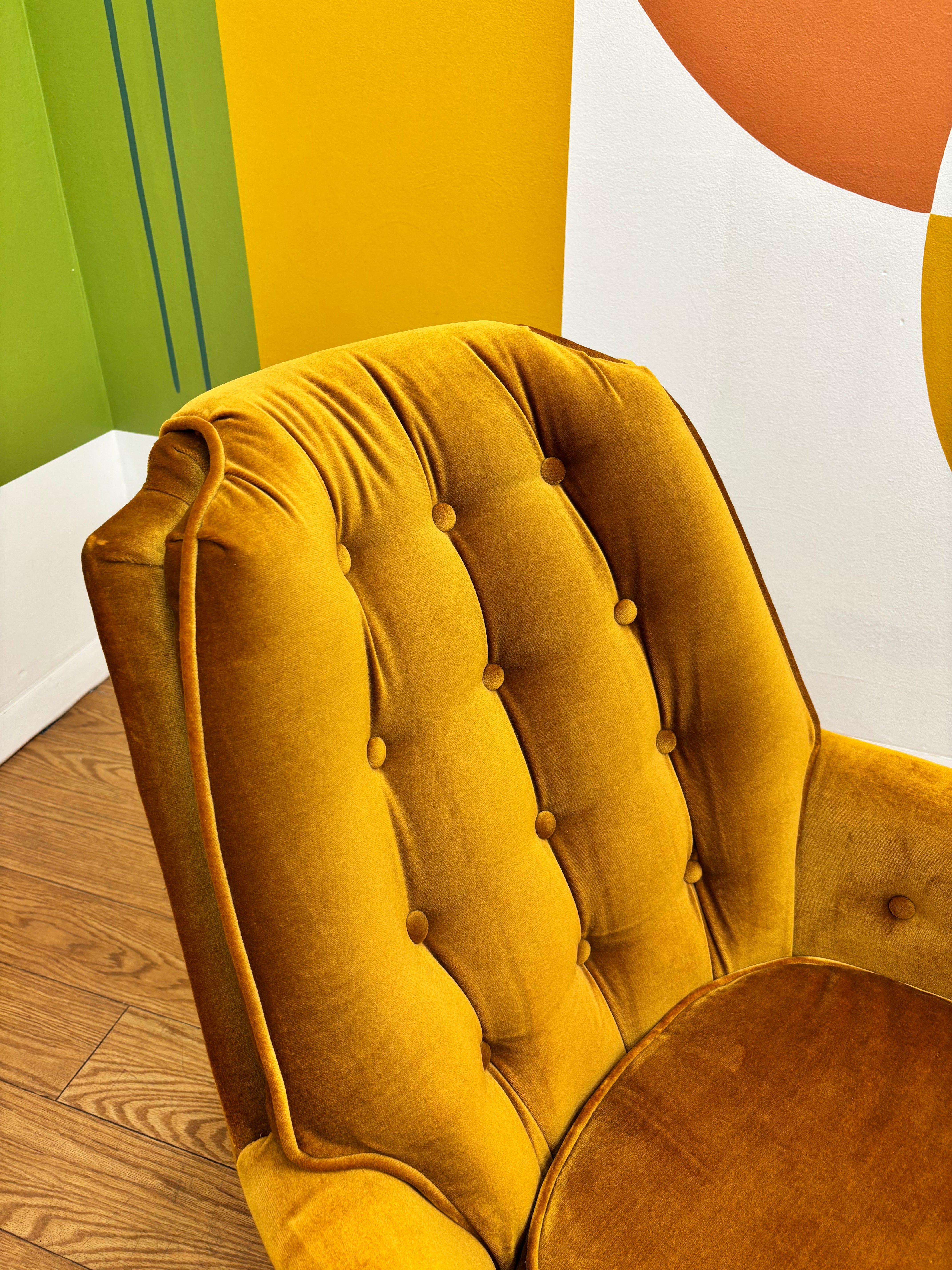 Yellow Velvet Swivel Chair