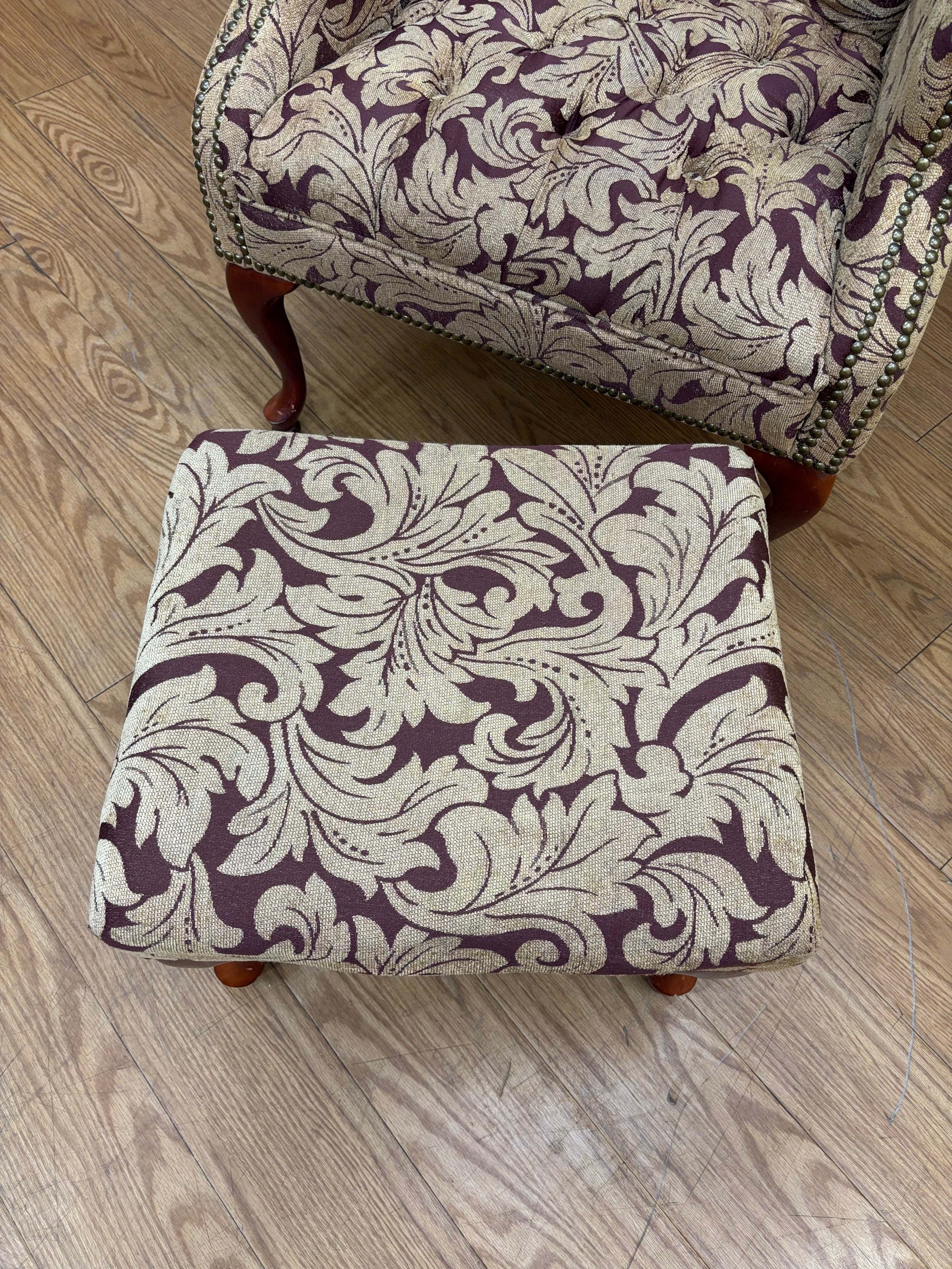Patterned Armchair & Ottoman