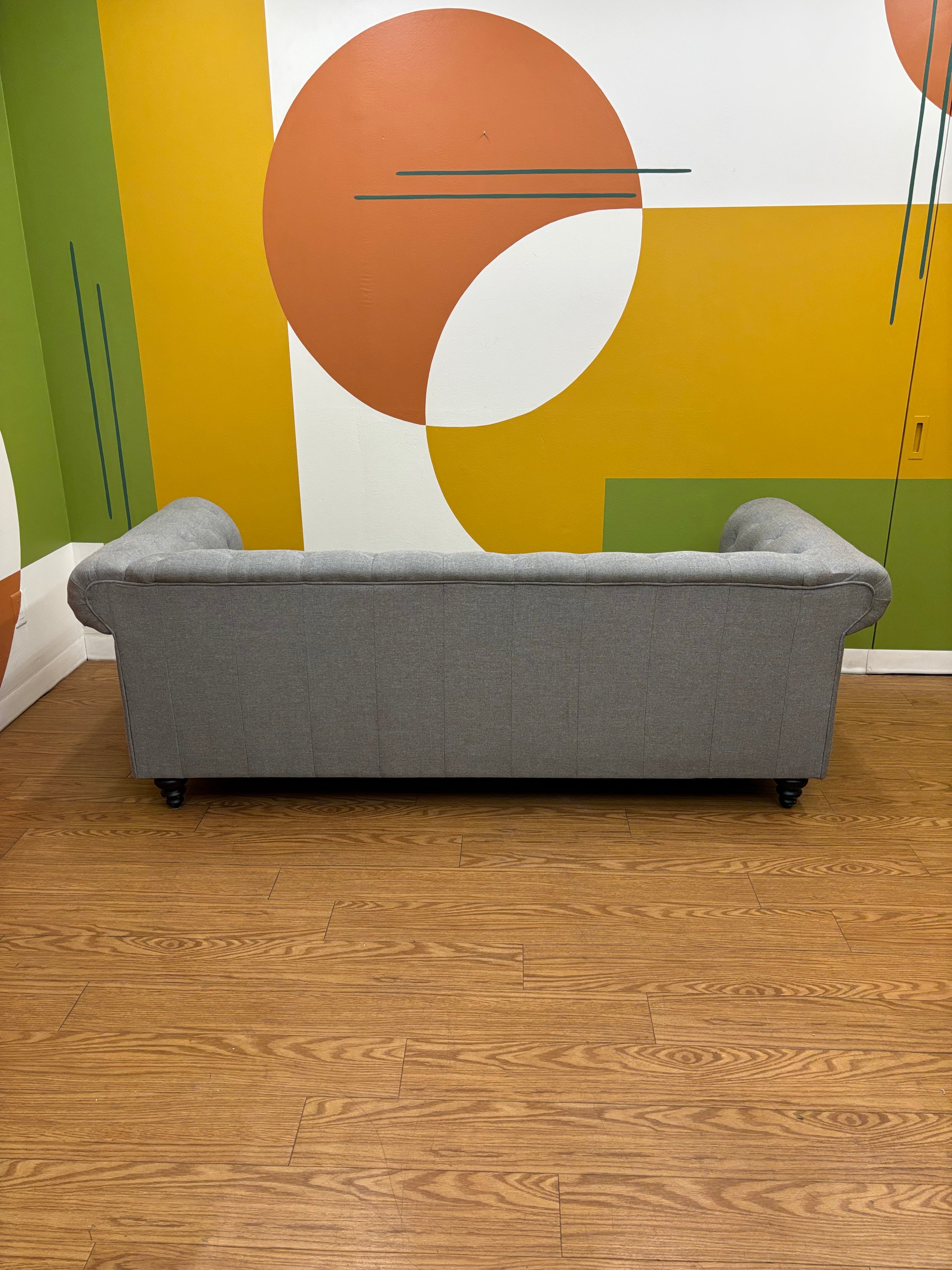 Grey Fabric Loveseat