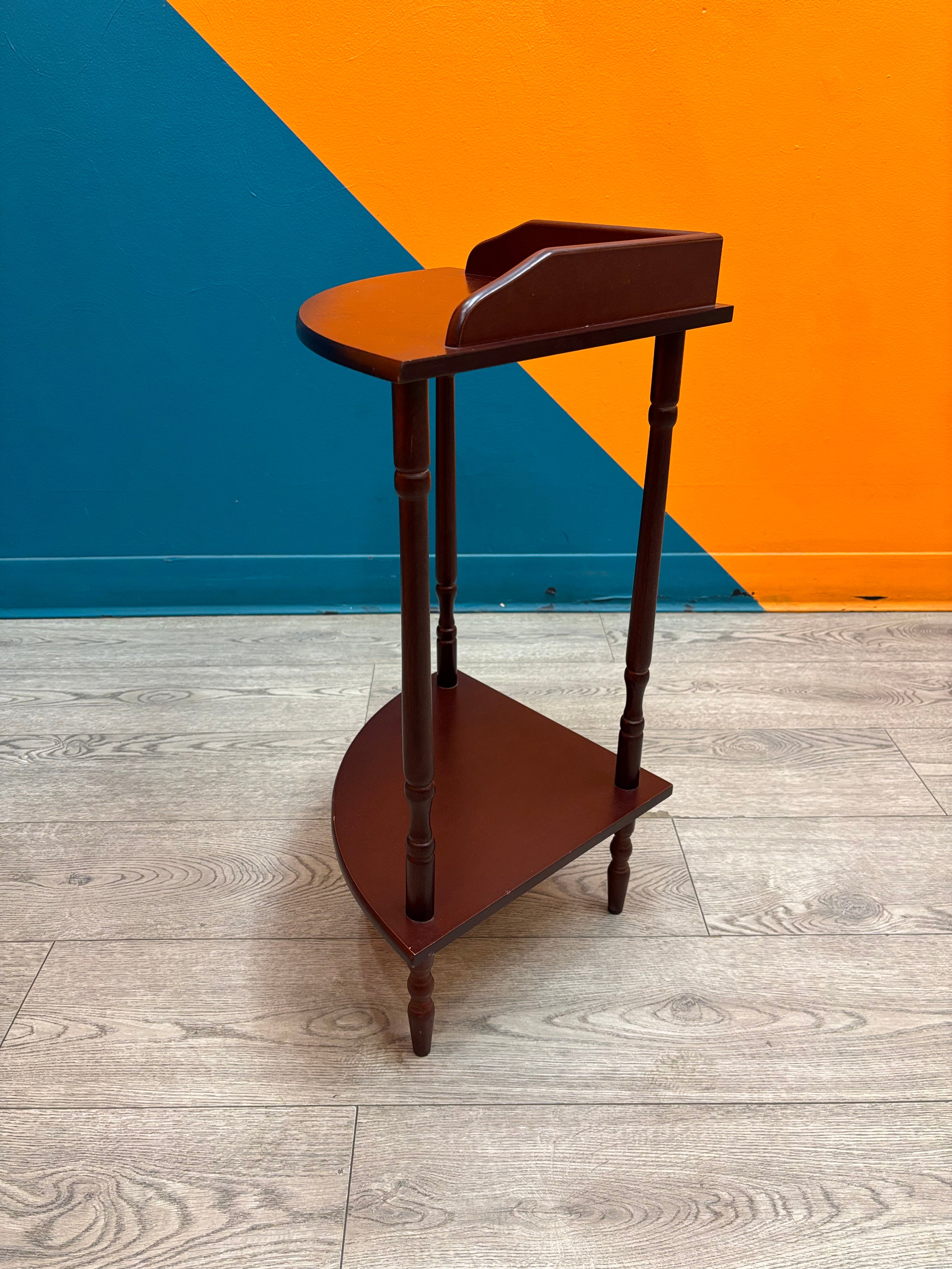 Small Wood 2 Tier Corner Shelf