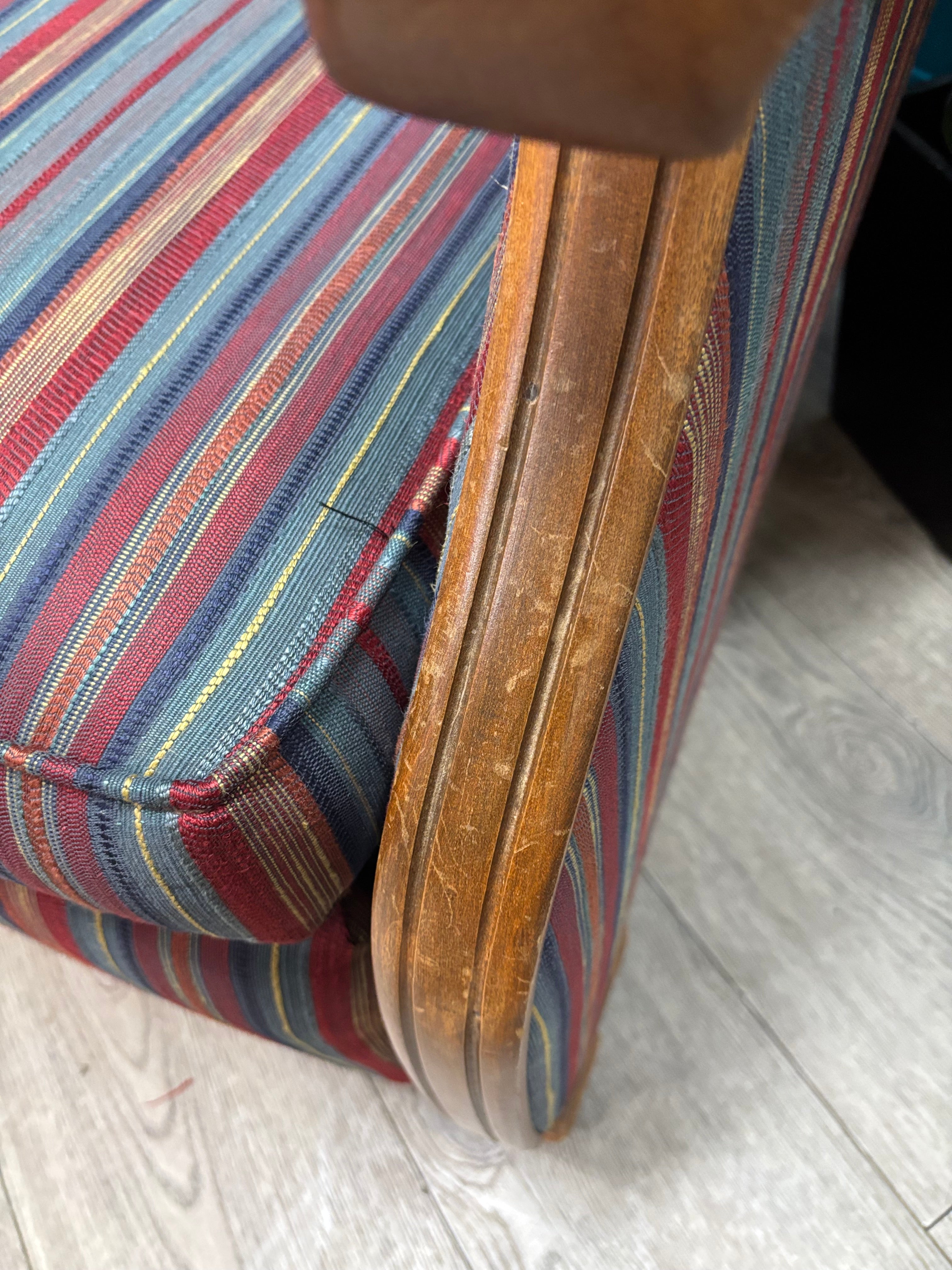 Striped Armchair with Ottoman