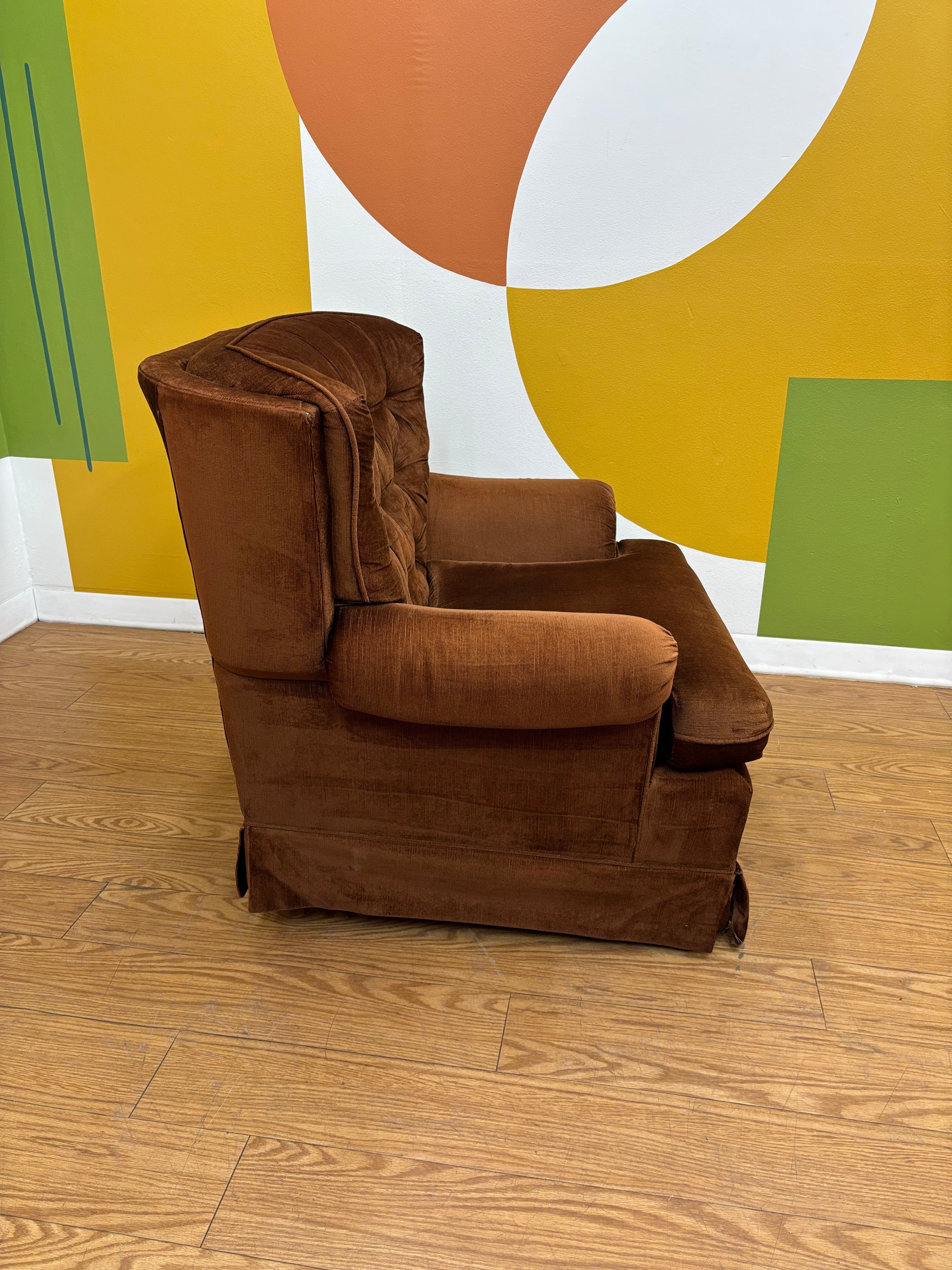 Brown Armchair & Ottoman