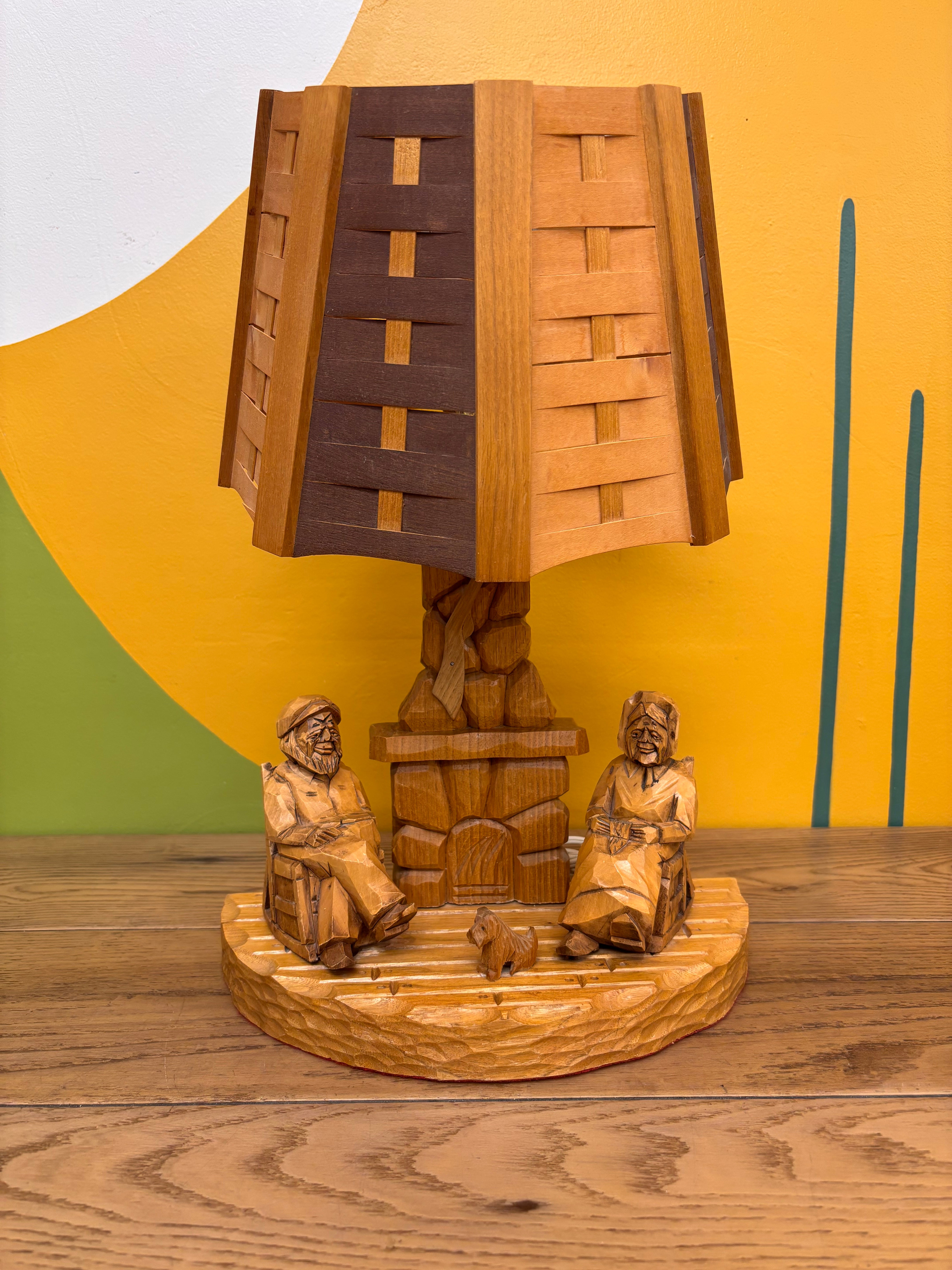 Carved Wood Lamp