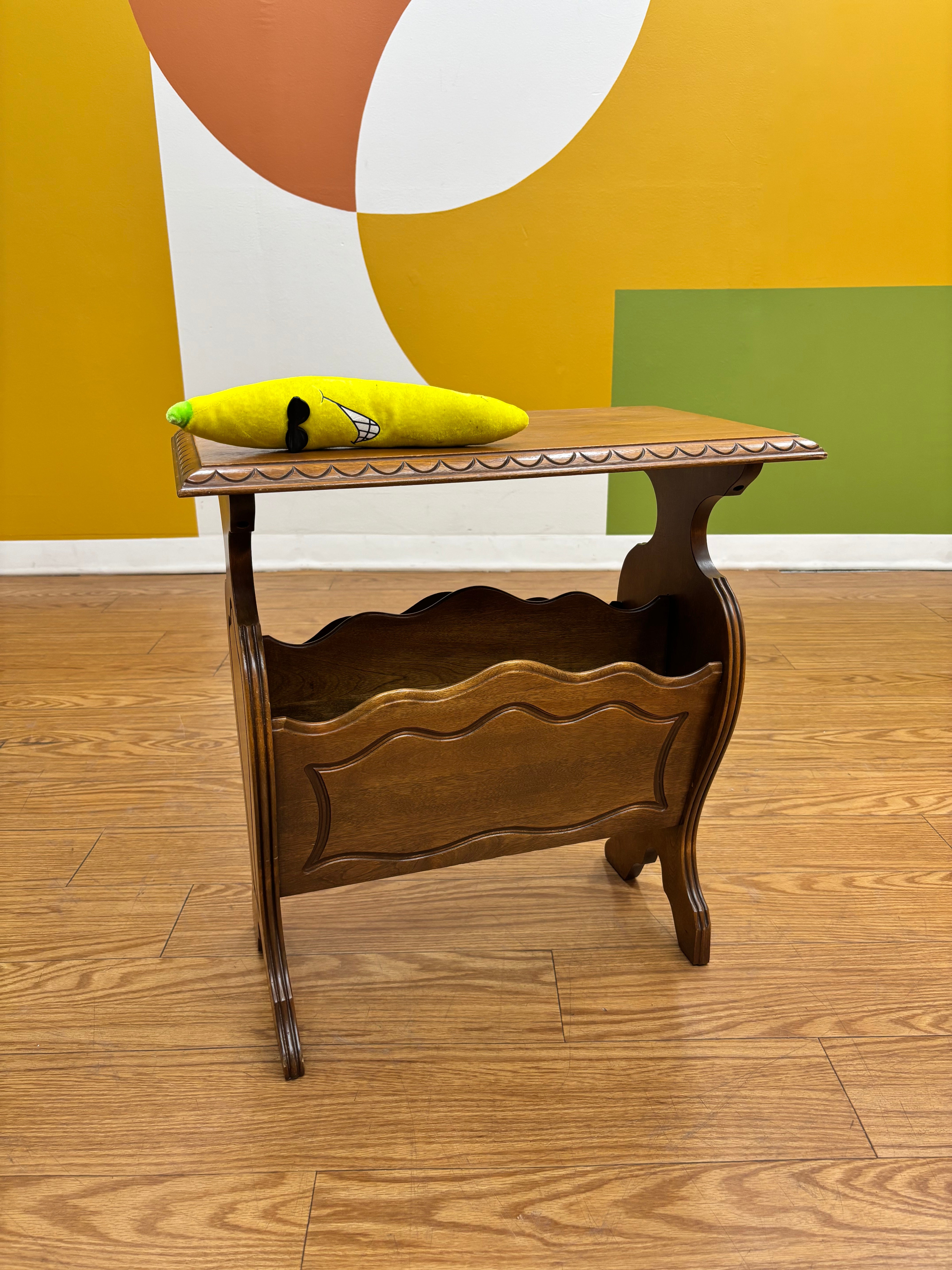 Wood Side Table with Magazine Storage