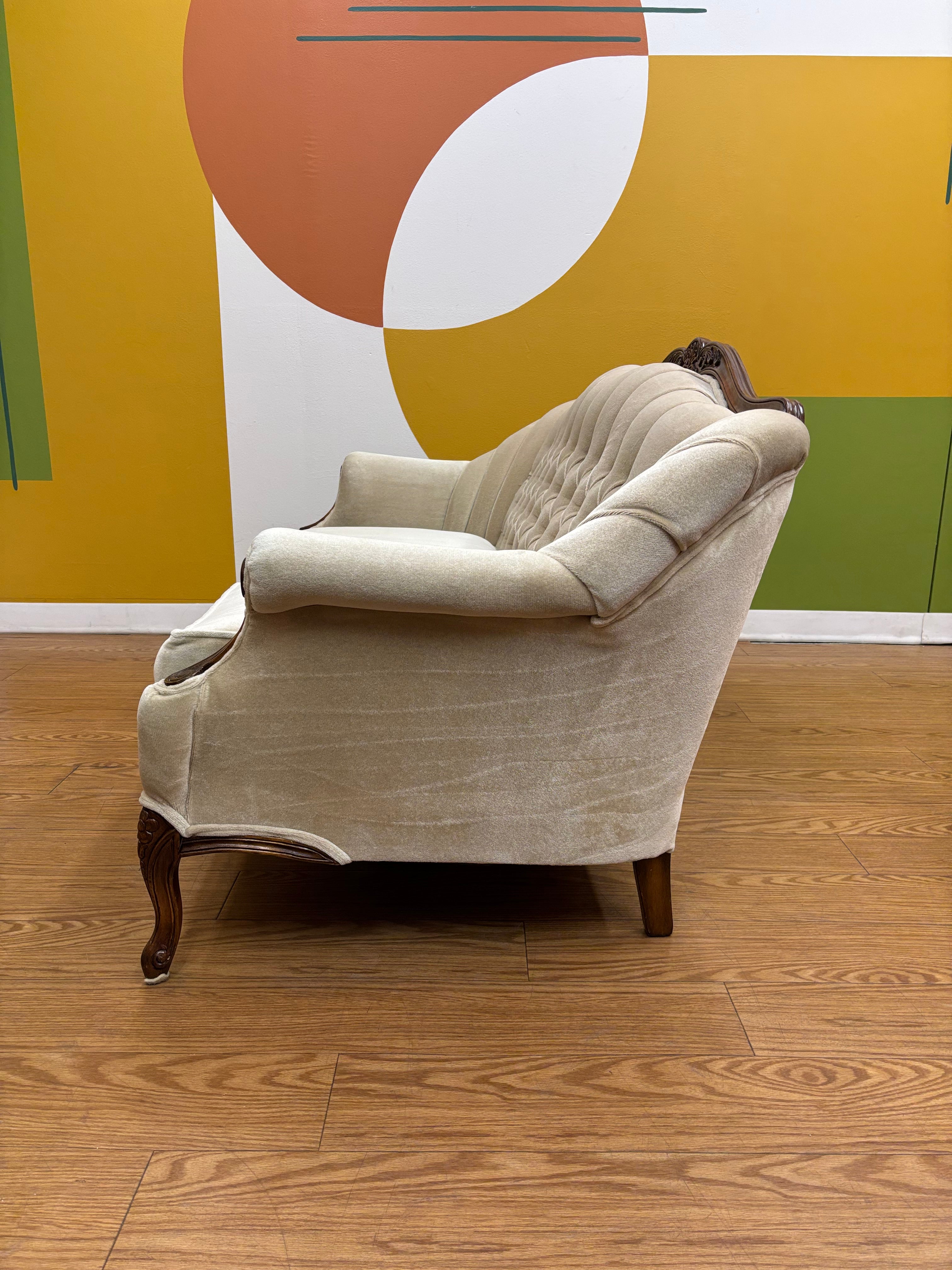 Tufted Cream Loveseat