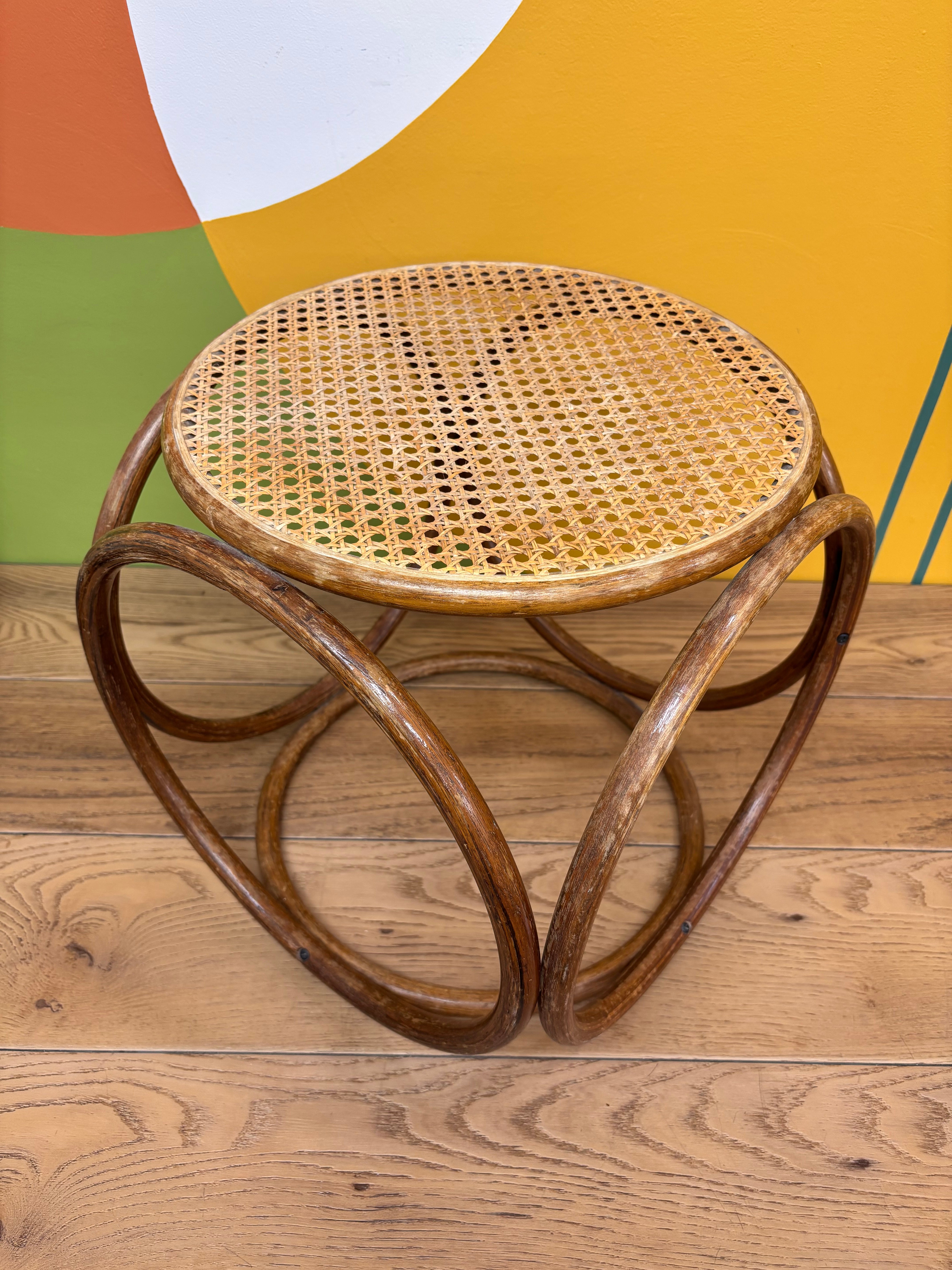 Thonet Style Bentwood Cane Stool