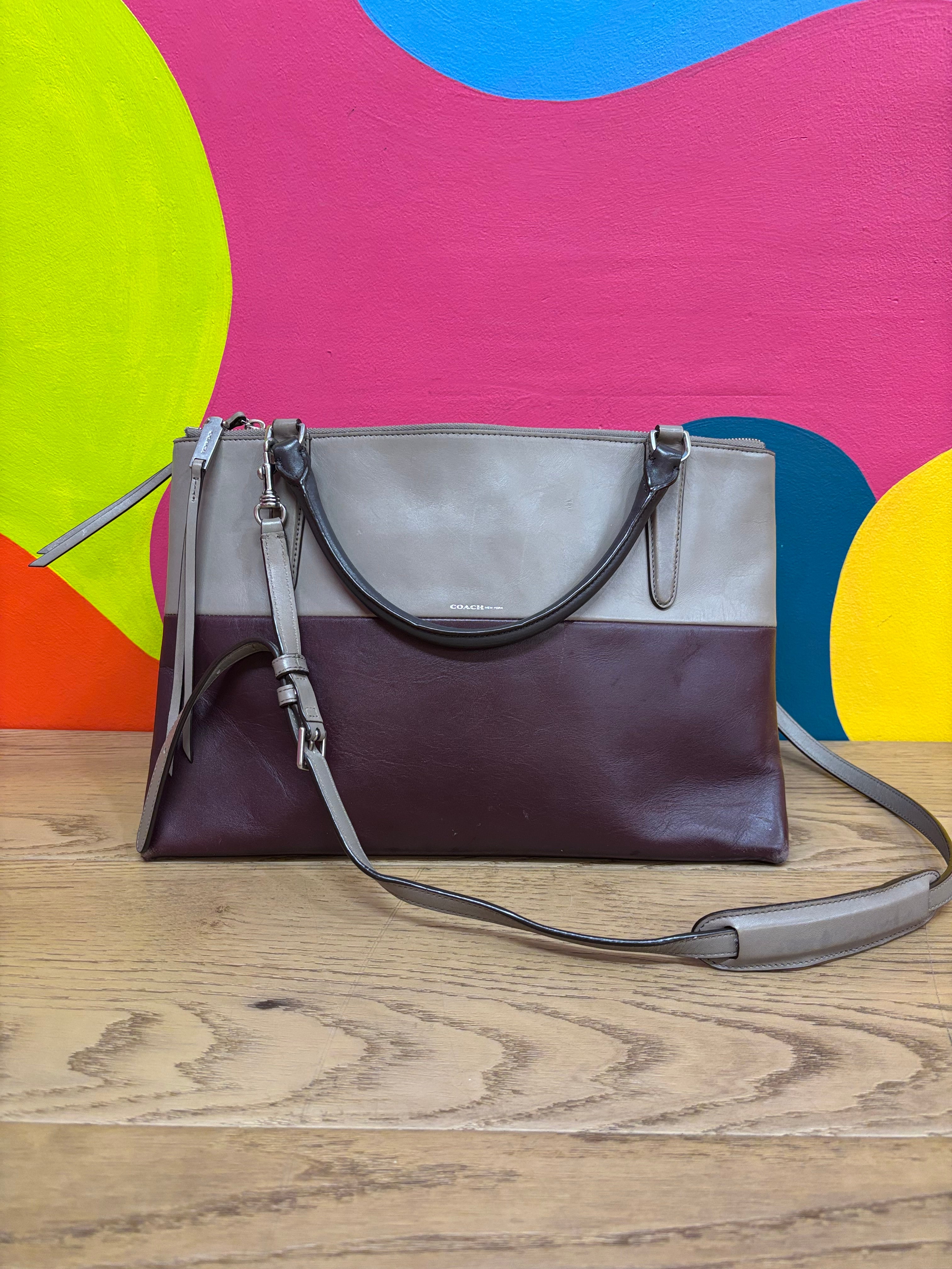 Burgundy & Grey Handbag