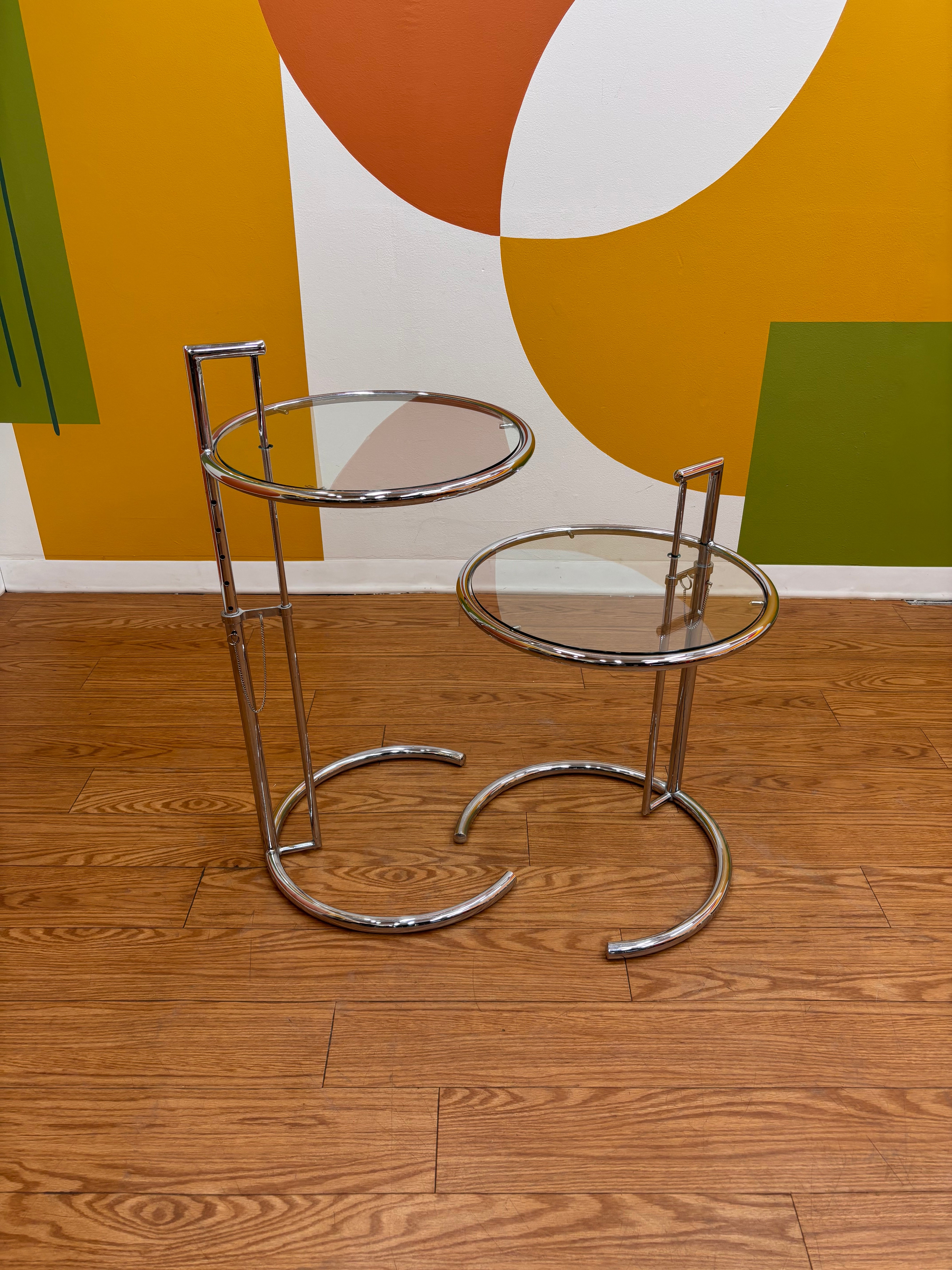 Adjustable Chrome Side Tables (2)