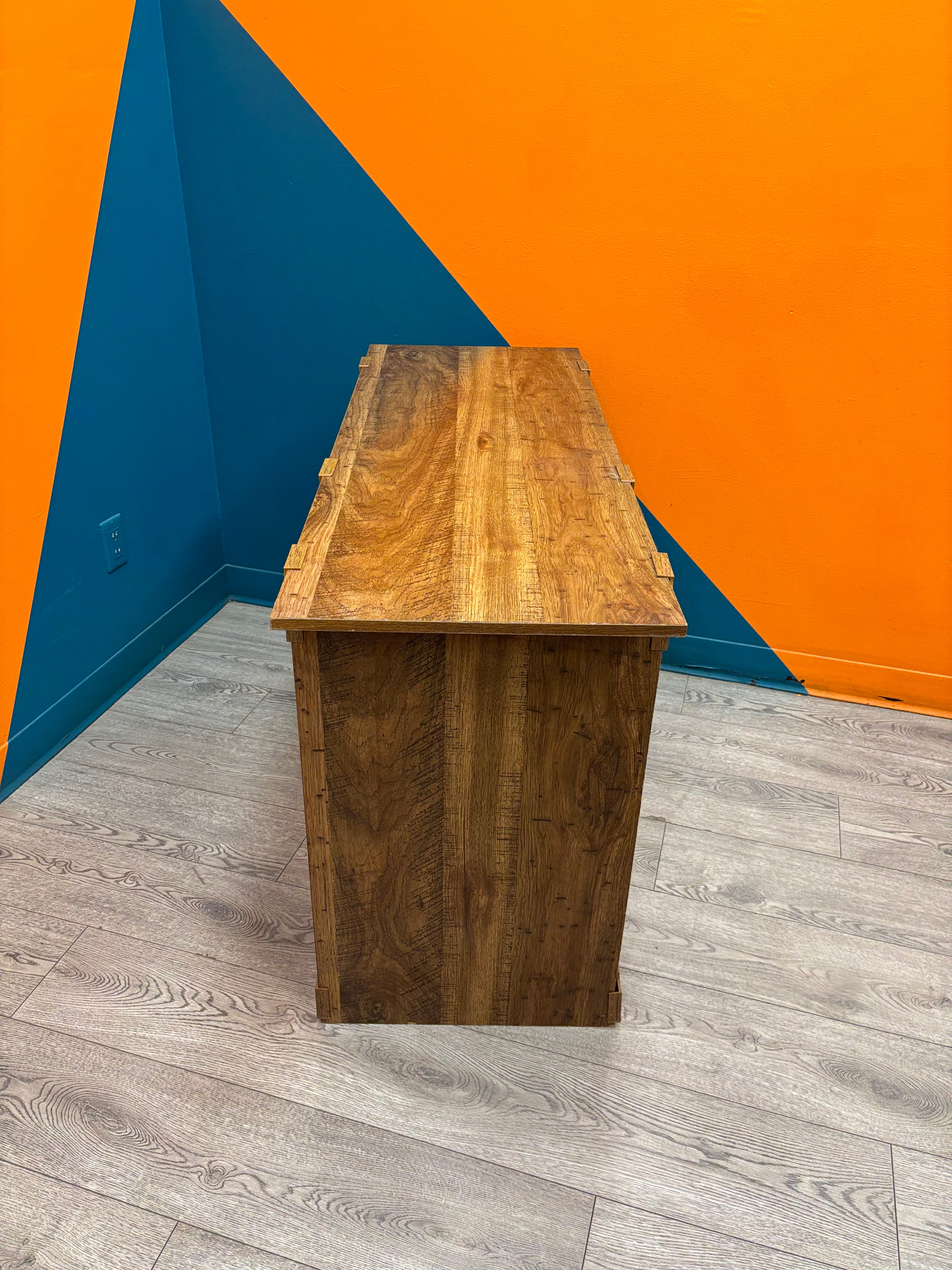 Wood Desk with Storage Cubbies